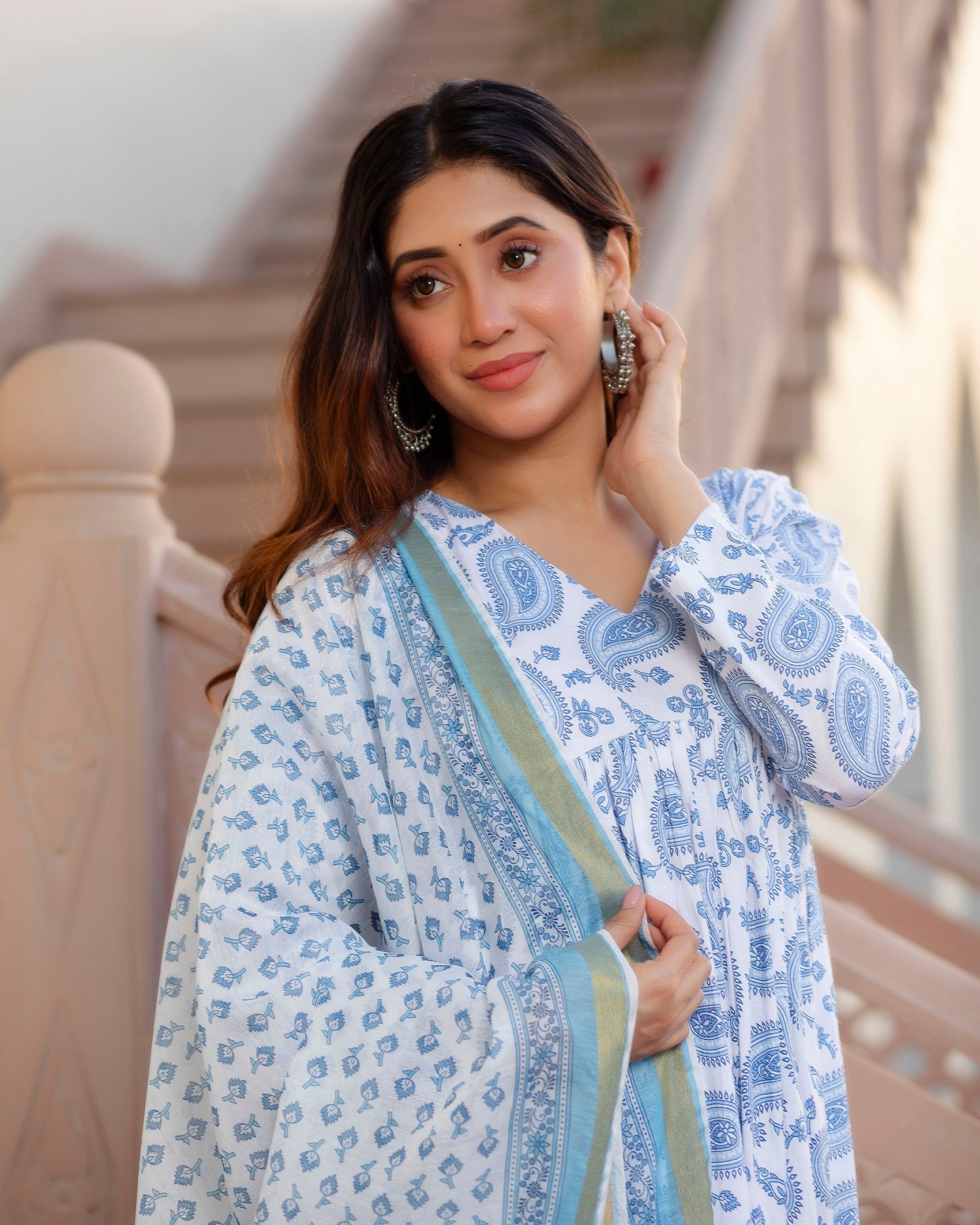 Kurta set ethnic fashion traditional cotton partiwear women clothing style Indian Ethnic Suit Palazzo pant Salwar Anarkali Lehenga Choli Bollywood Designer festive Printed wedding shaadi Collections Embroidered Ethnic Wear Outfits Attire Dresses Patterns