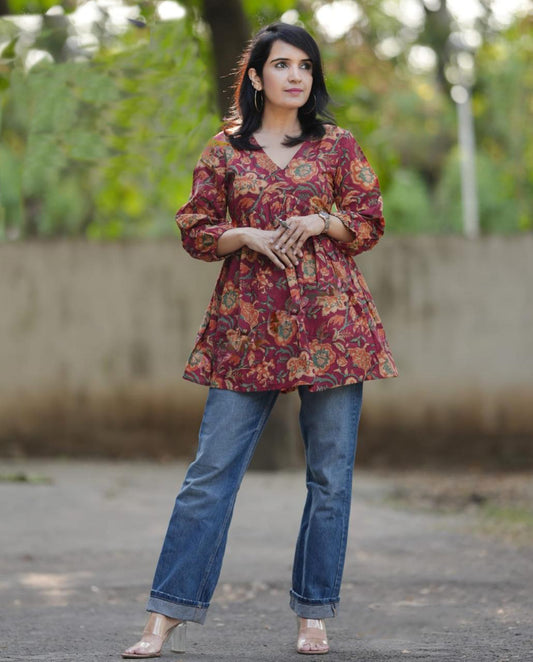 Ethnic Set Women Floral Printed Short Kurta