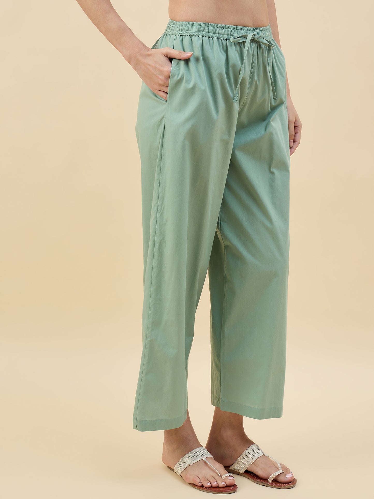 Ethnic Set Women Solid Palazzos