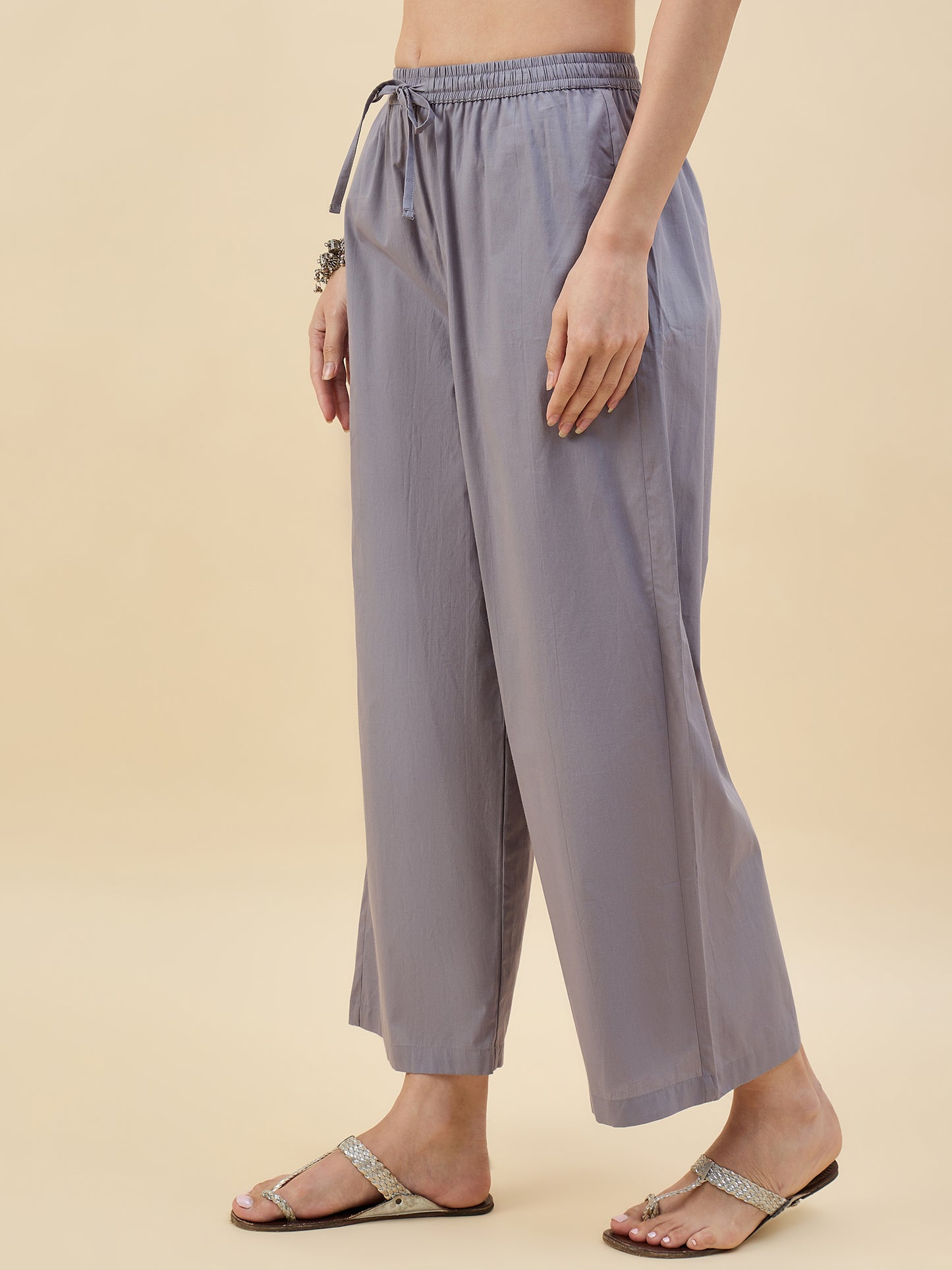 Ethnic Set Women Solid Palazzos