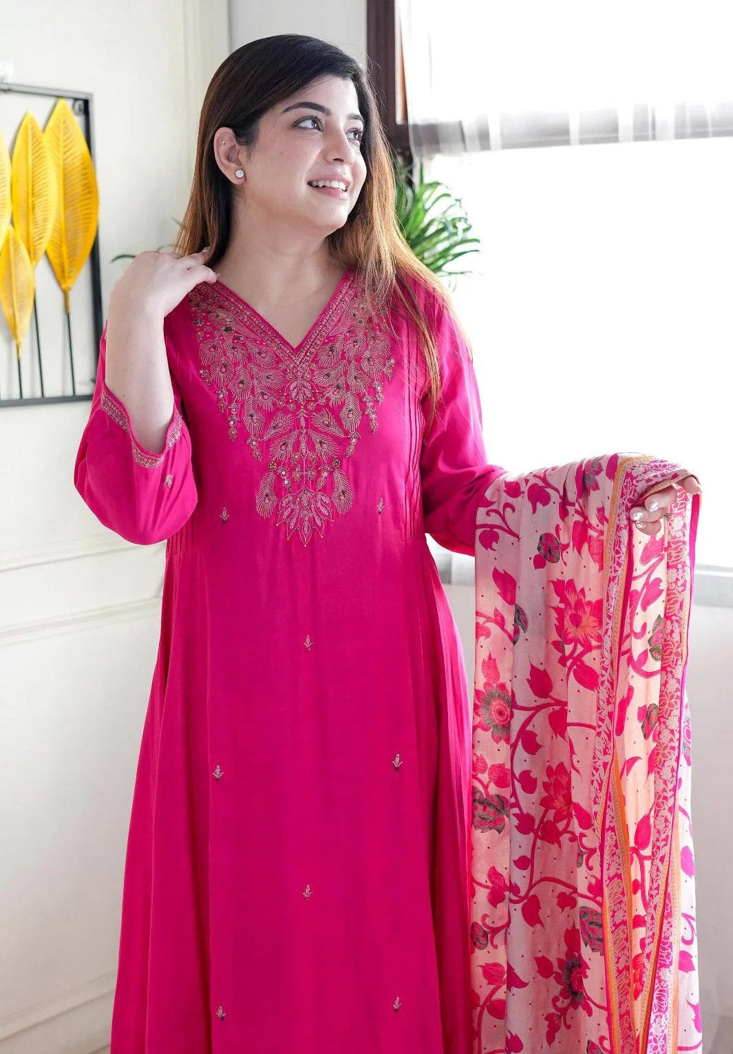 Ethnic Set Women Embroidery Anarkali Kurta and Pant with Dupatta