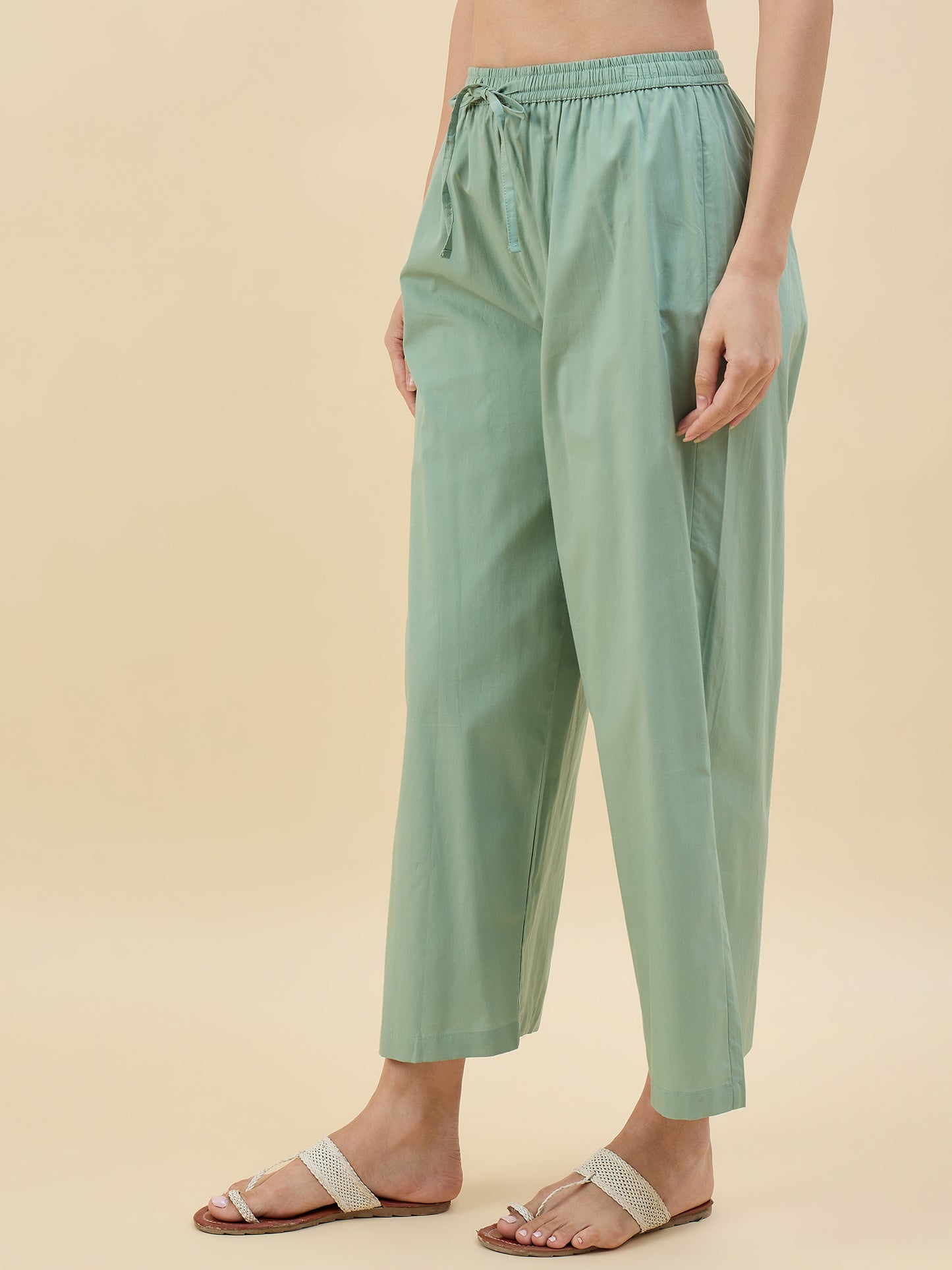 Ethnic Set Women Solid Palazzos