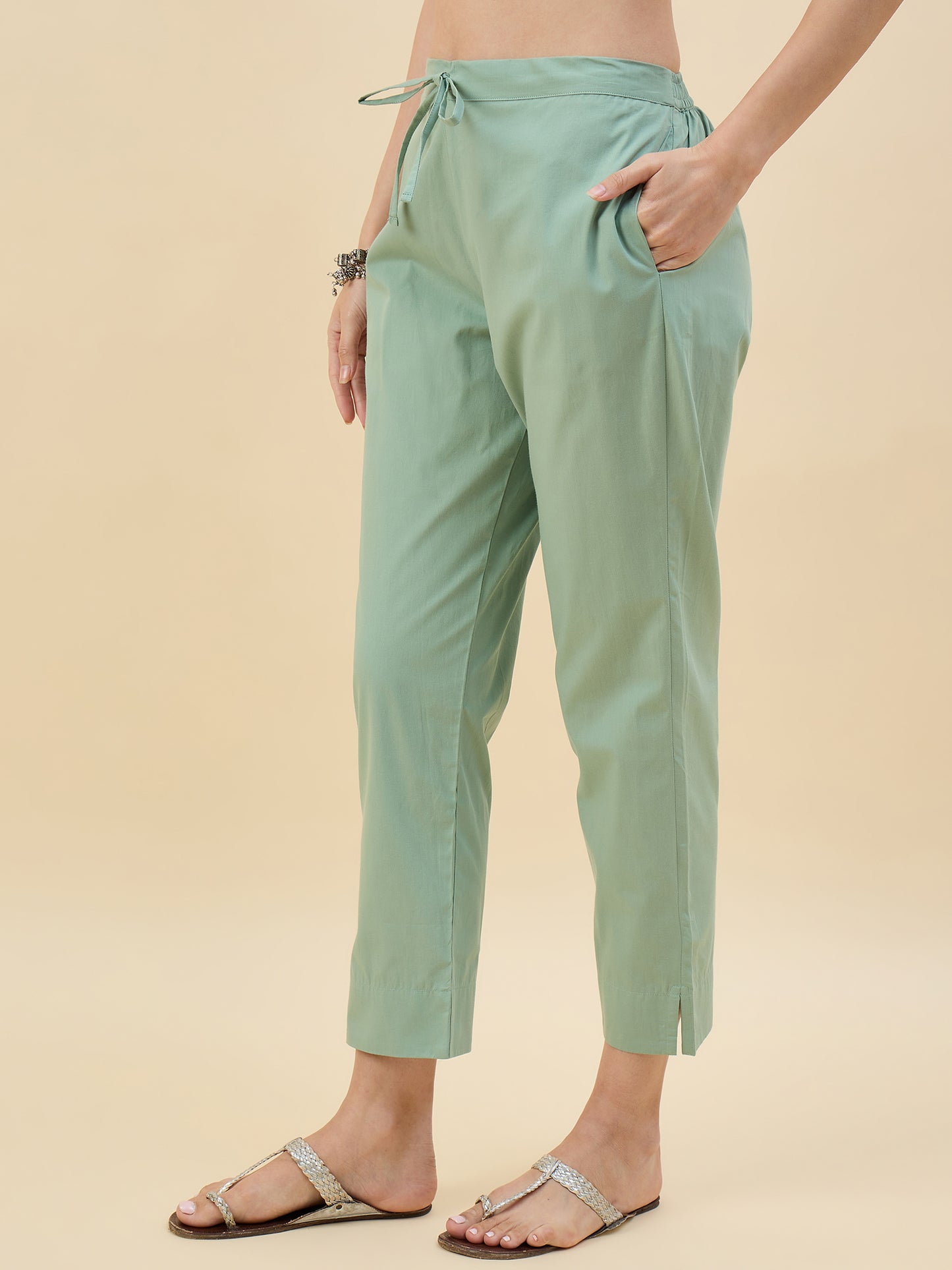 Ethnic Set Women Solid Trousers