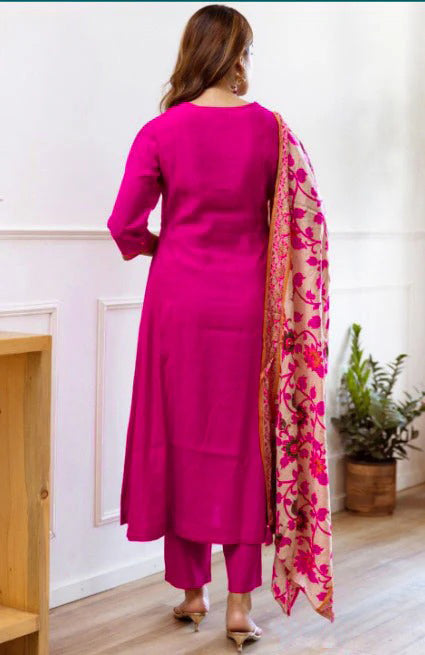 Ethnic Set Women Embroidery Anarkali Kurta and Pant with Dupatta