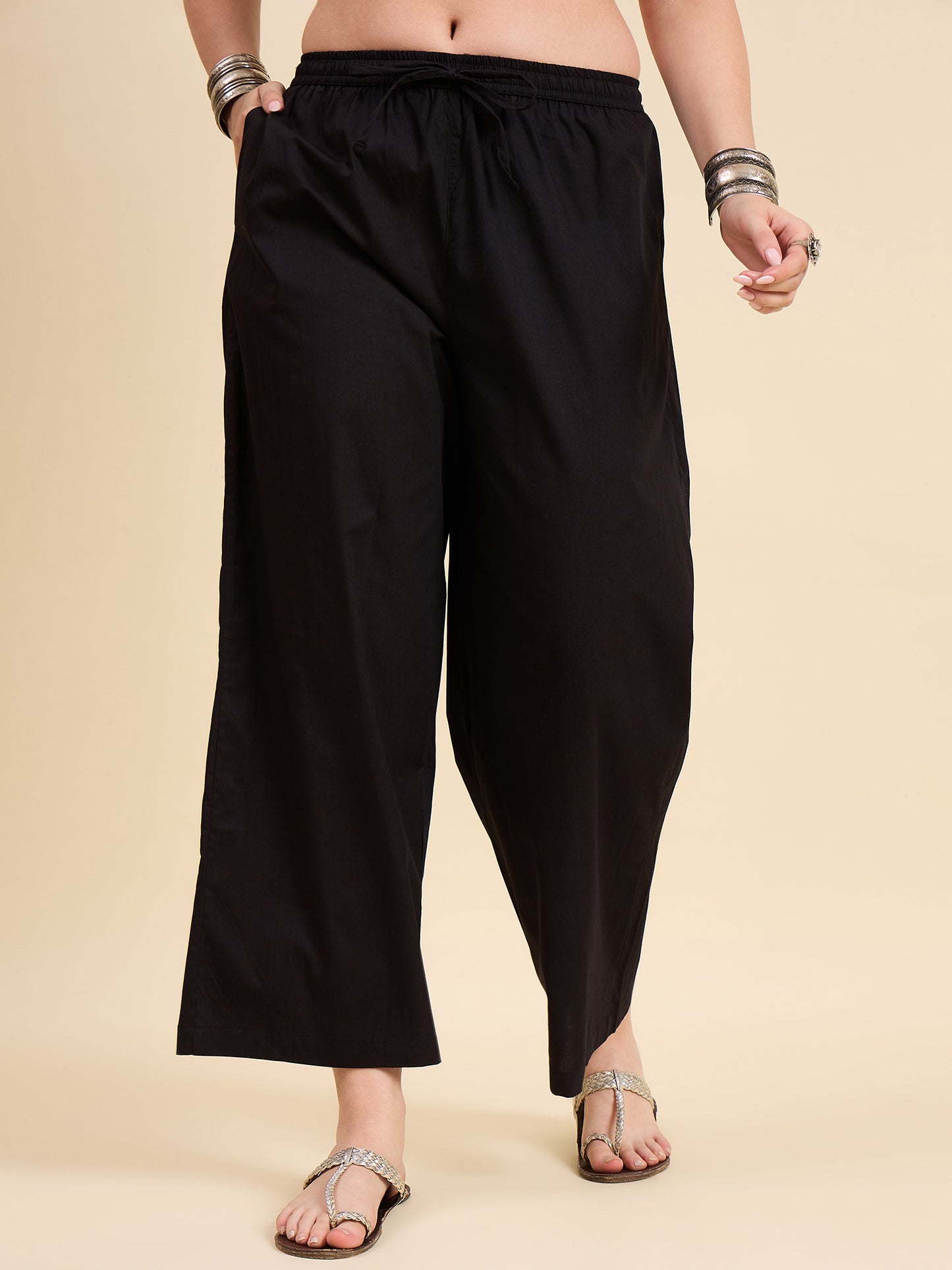 Ethnic Set Women Solid Palazzos