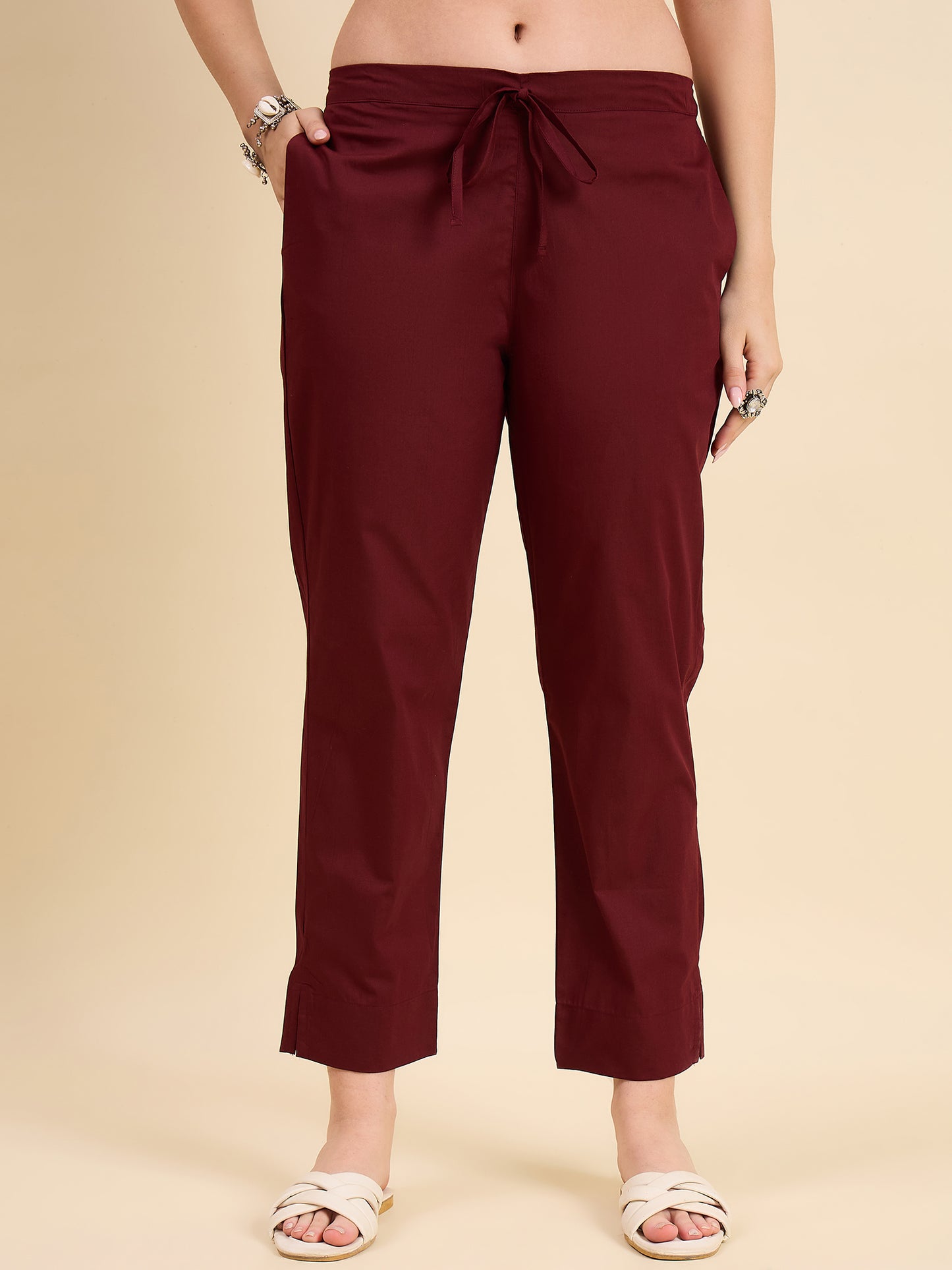 Ethnic Set Women Solid Trousers