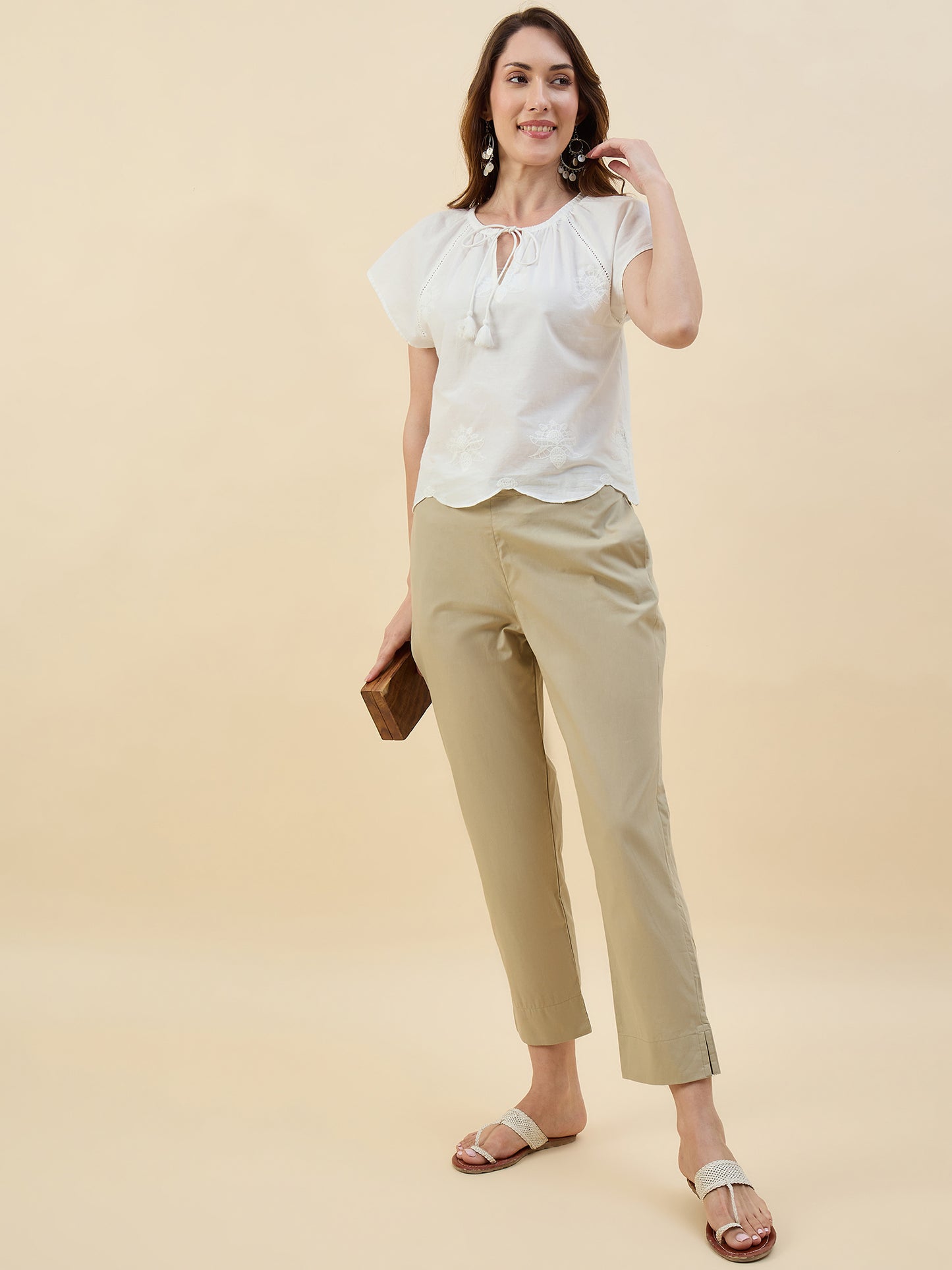 Ethnic Set Women Solid Trousers