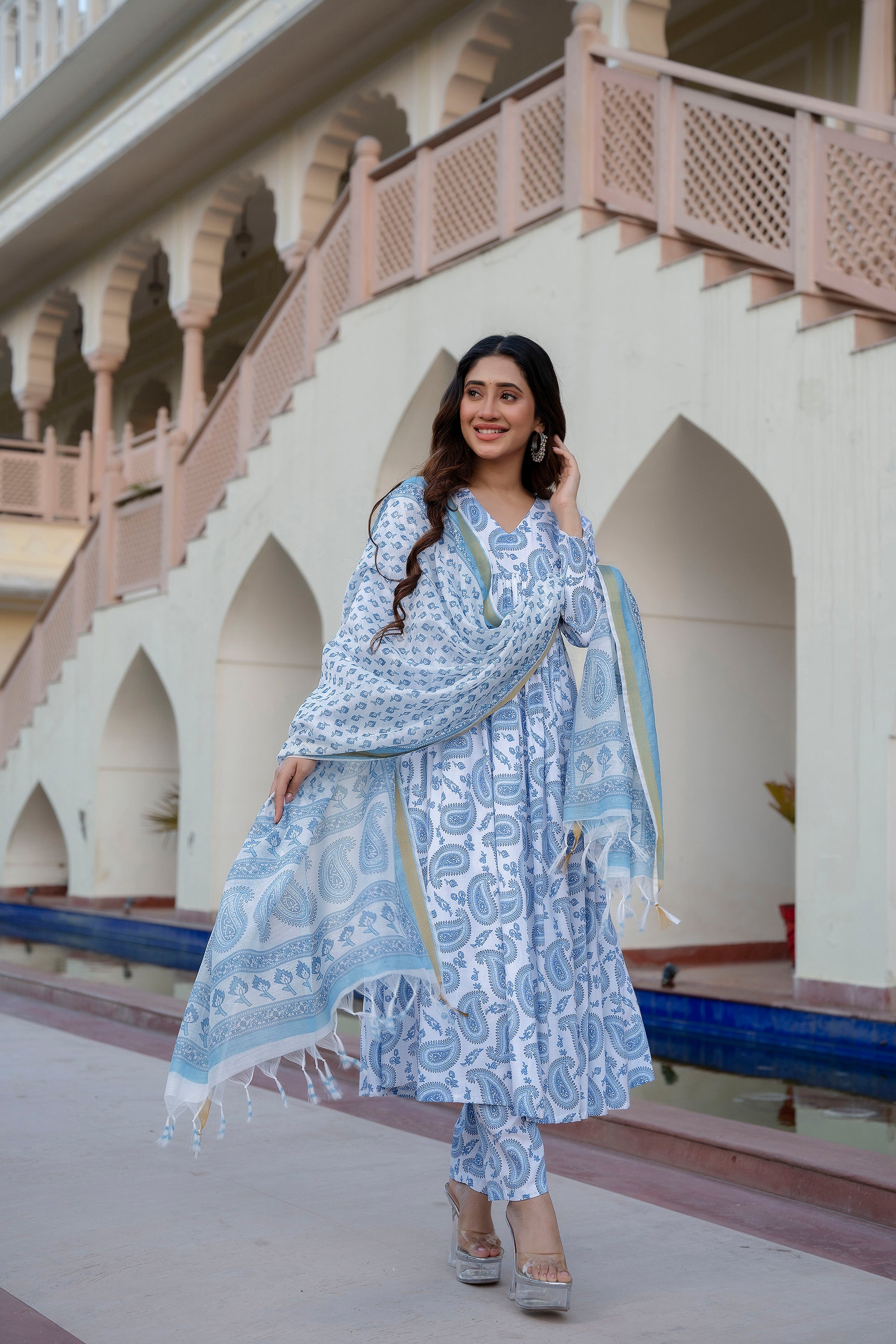Kurta set ethnic fashion traditional cotton partiwear women clothing style Indian Ethnic Suit Palazzo pant Salwar Anarkali Lehenga Choli Bollywood Designer festive Printed wedding shaadi Collections Embroidered Ethnic Wear Outfits Attire Dresses Patterns