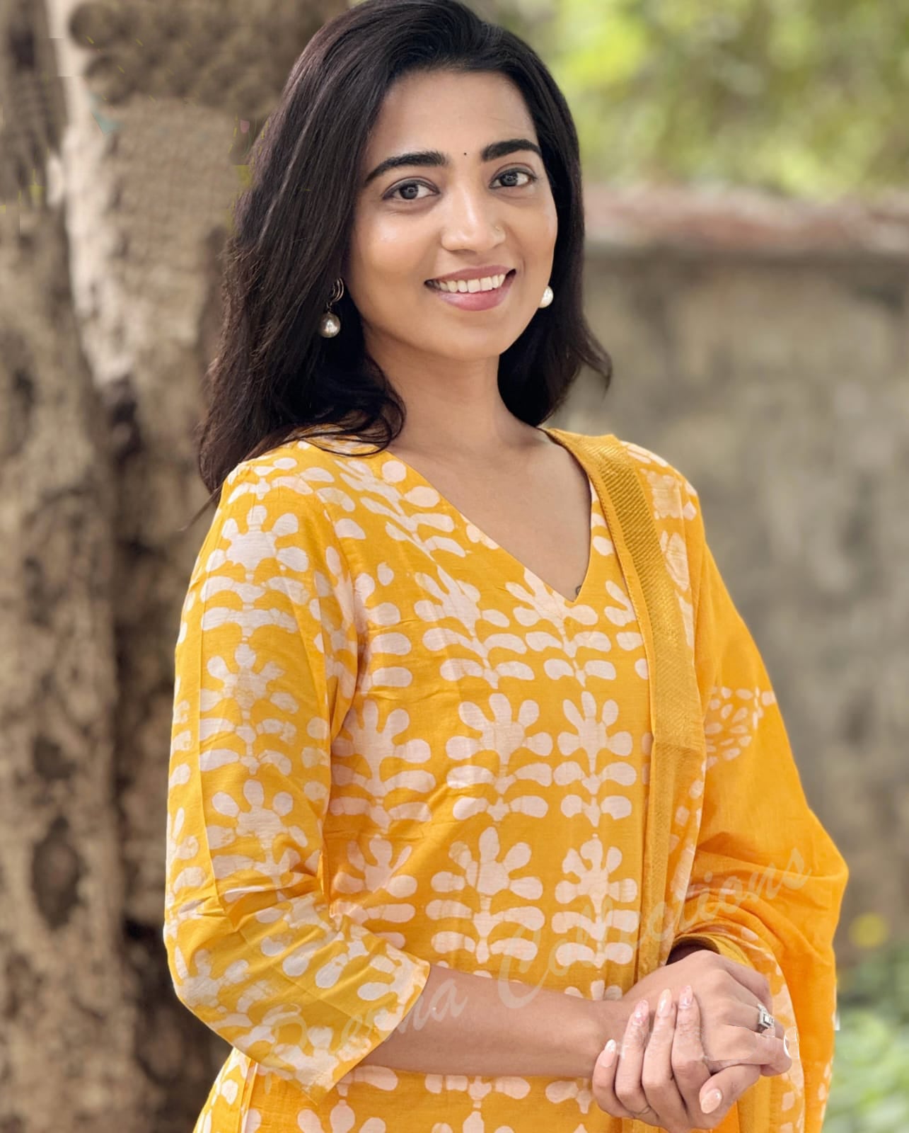 Ethnic Set Women Printed Straight Yellow Kurta and Pant Set With Dupatta