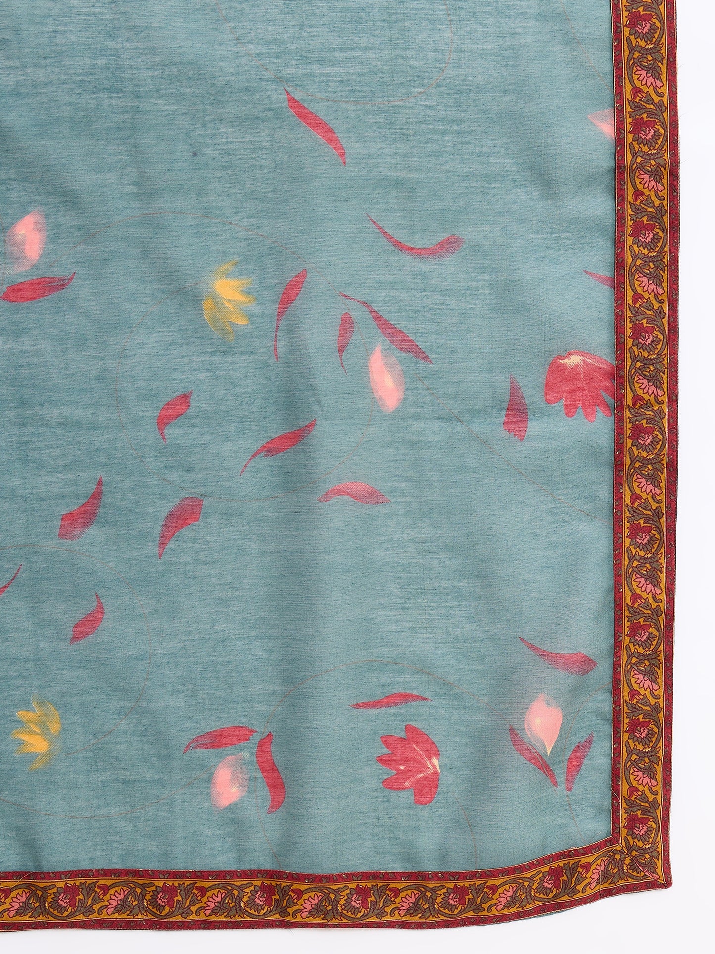 Ethnic Set Women Floral Printed Green Kurta And Pant Set With Dupatta