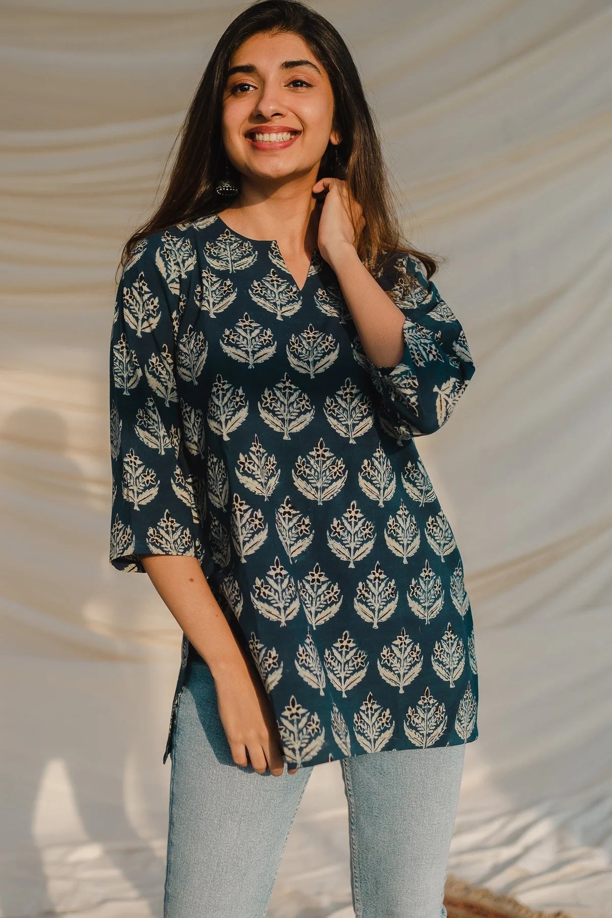 Ethnic Set Women Printed Straight Short Kurta