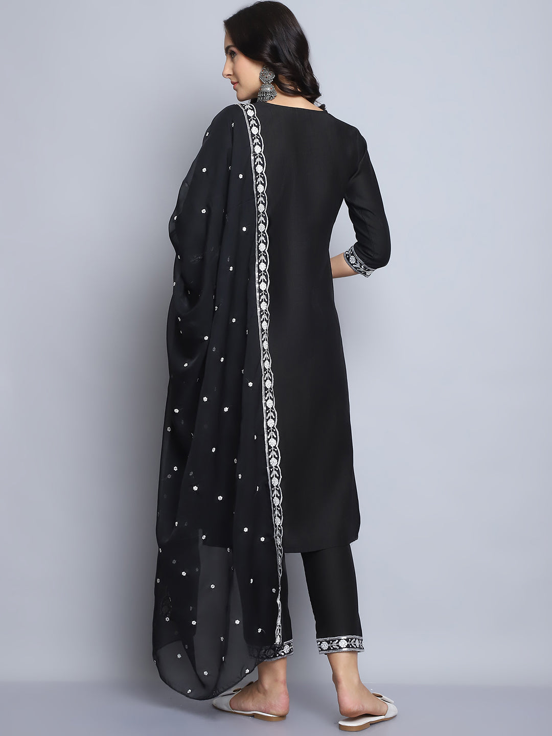 Ethnic Set Women Embroidery Straight Kurta and Pant set with Dupatta - Ethnic Set