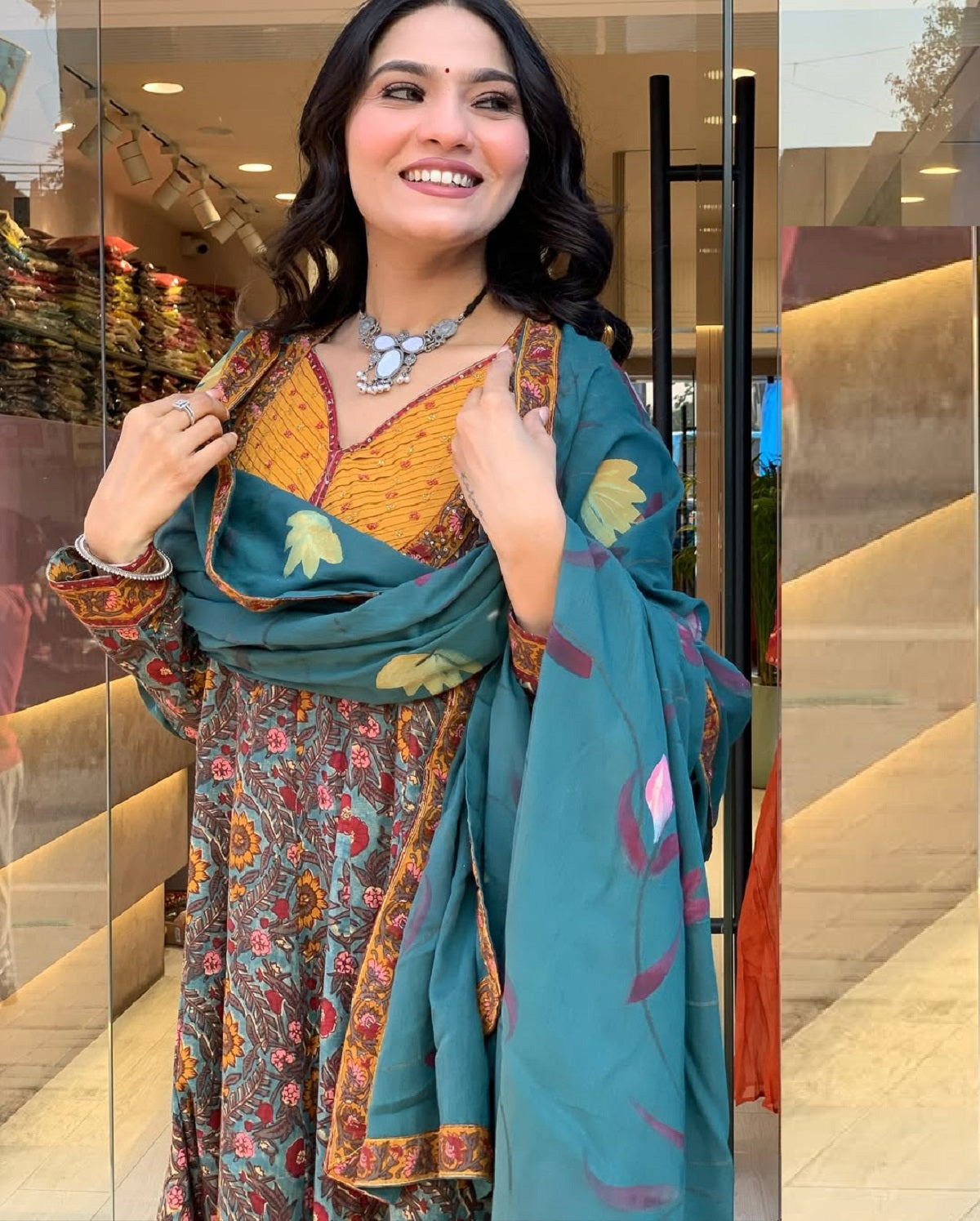 Ethnic Set Women Printed A-Line Kurta And Pant Set With Dupatta