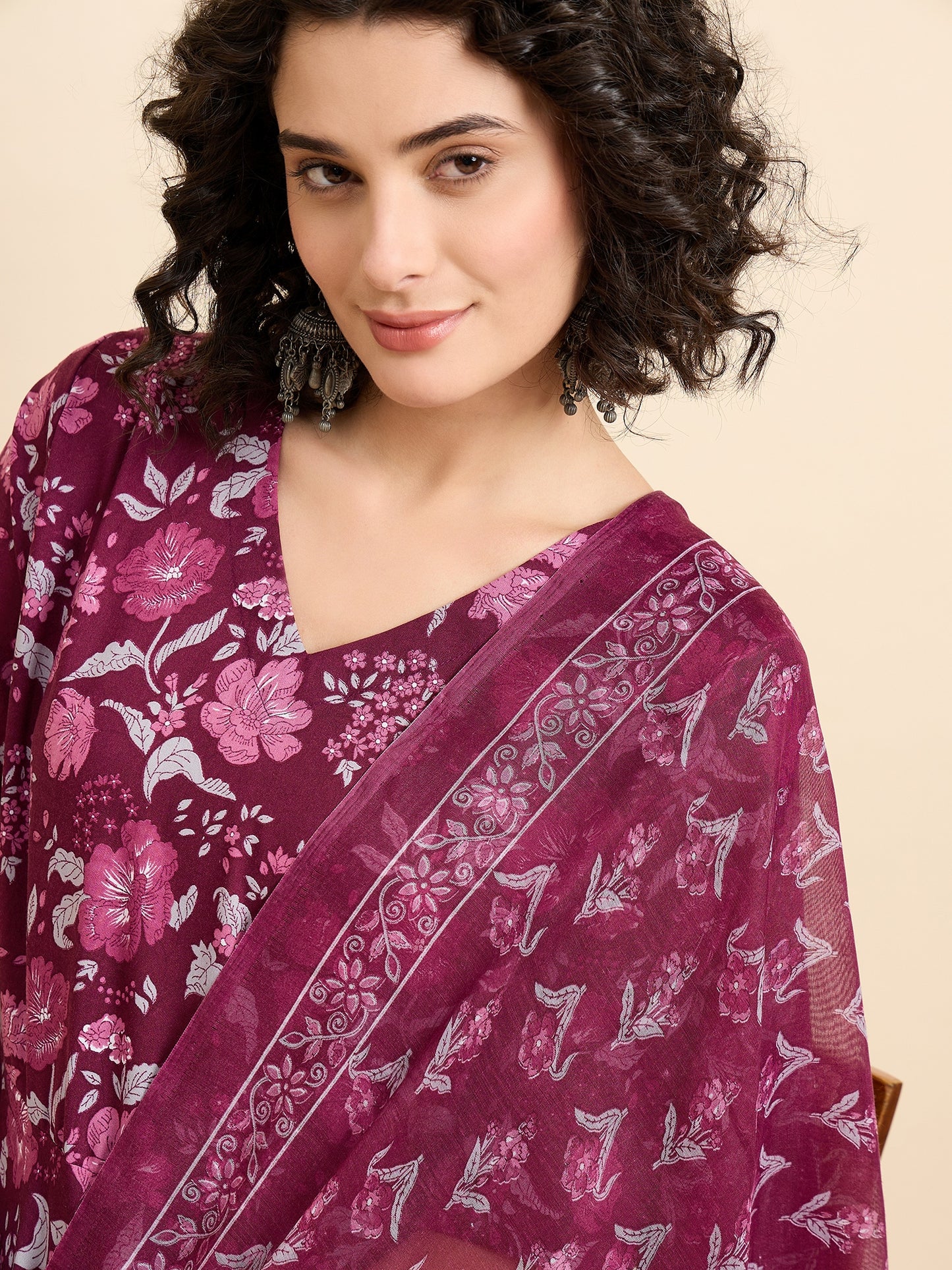 Ethnic Set Women Floral Printed Anarkali Kurta And Pant Set With Dupatta