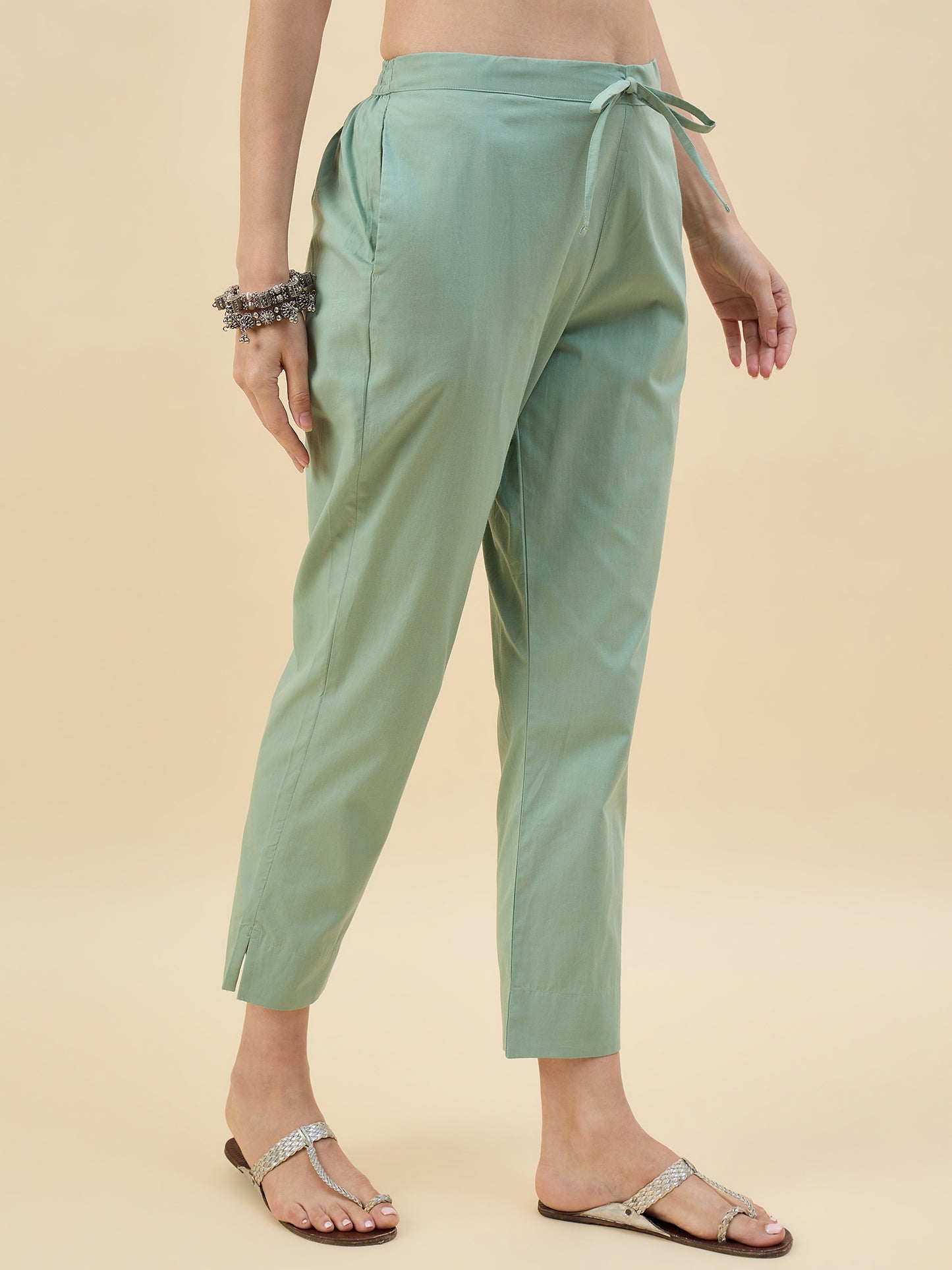 Ethnic Set Women Solid Trousers