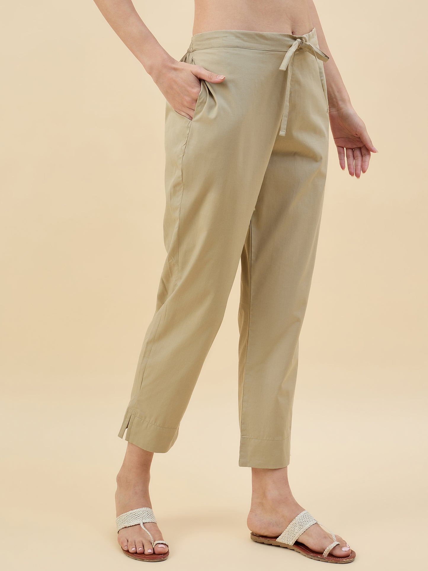 Ethnic Set Women Solid Trousers