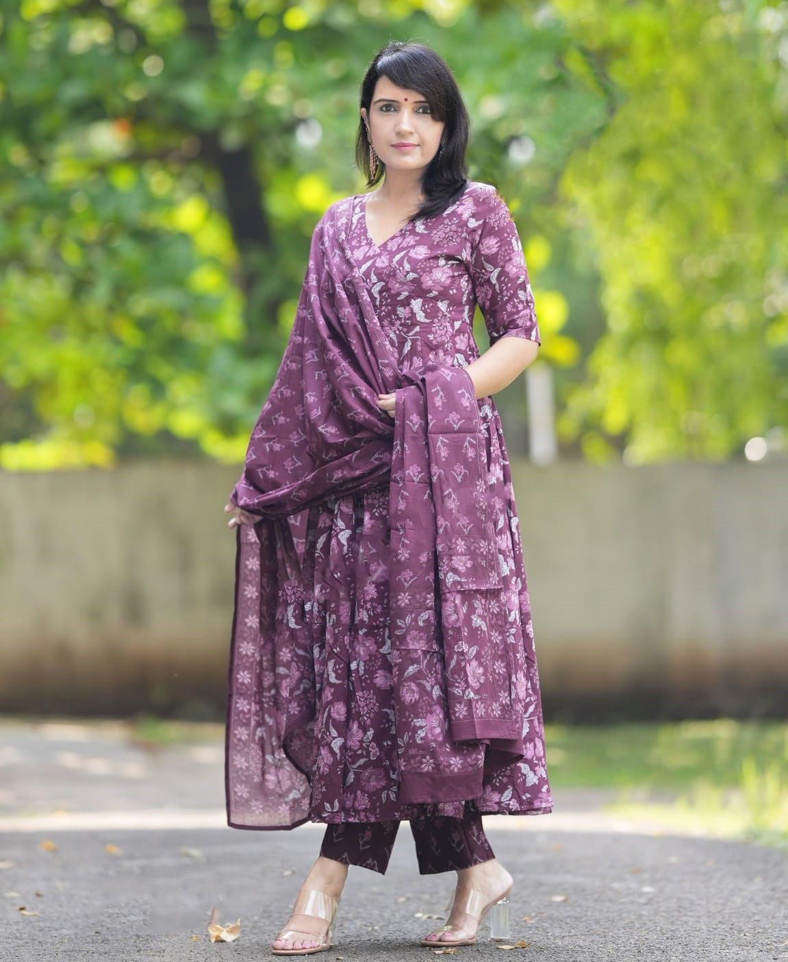 Ethnic Set Women Printed A-Line Kurta and Pant Set With Dupatta