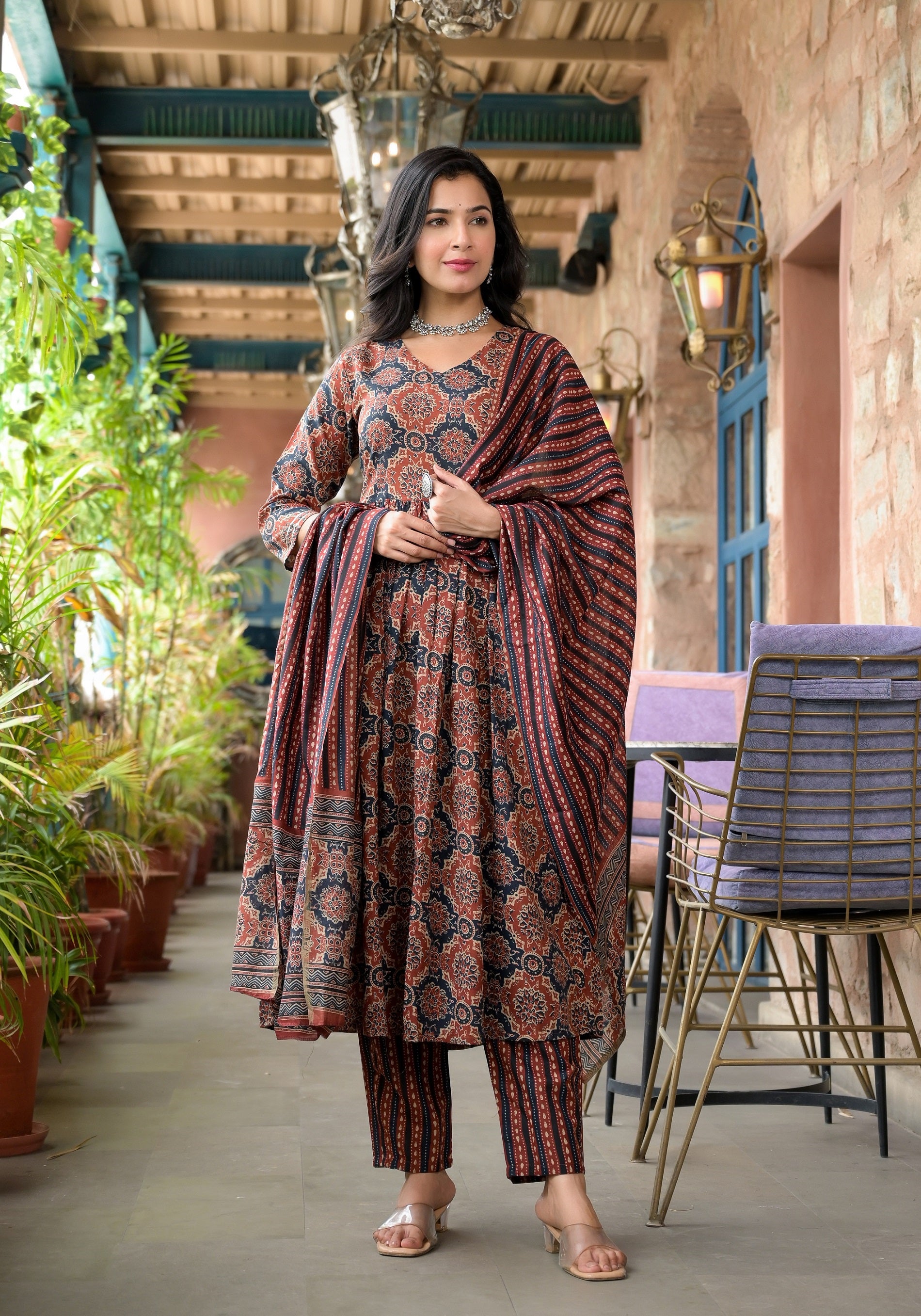 Ethnic Set Women Embroidery Anarkali Kurta and Pant set with Dupatta - Ethnic Set