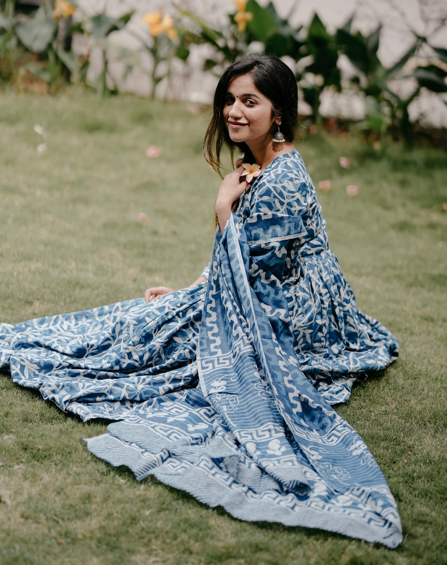 Ethnic Set Women Printed Anarkali Kurta and Pant Set With Dupatta