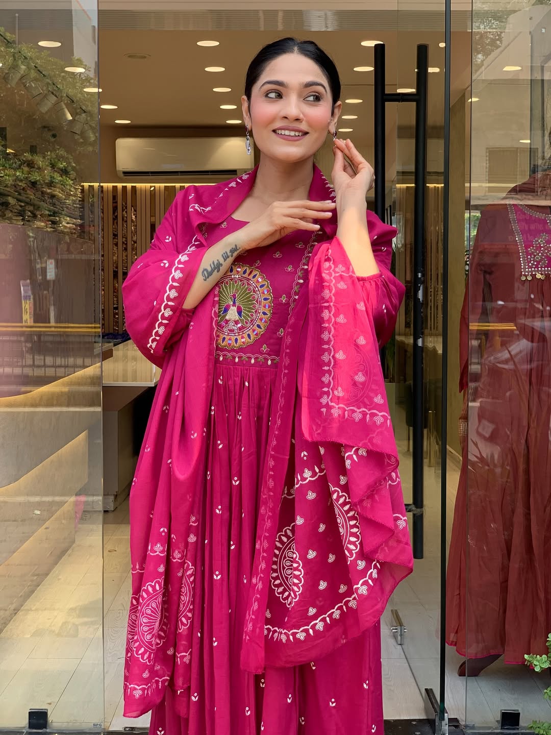 Ethnic Set Women Embroidery Anarkali Kurta and Pant with Dupatta