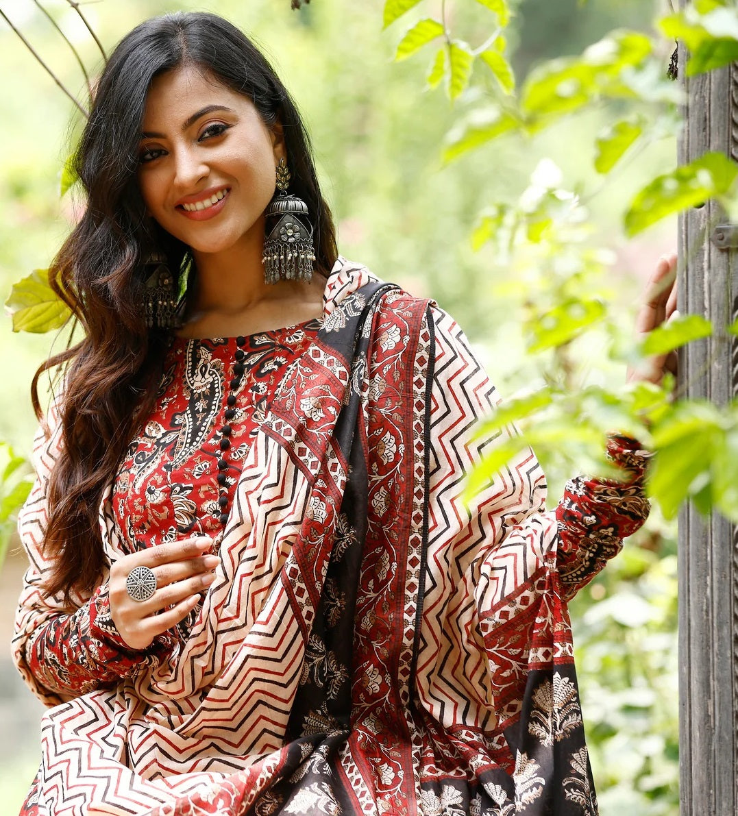 Ethnic Set Women Printed A-Line Kurta and Pant Set With Dupatta