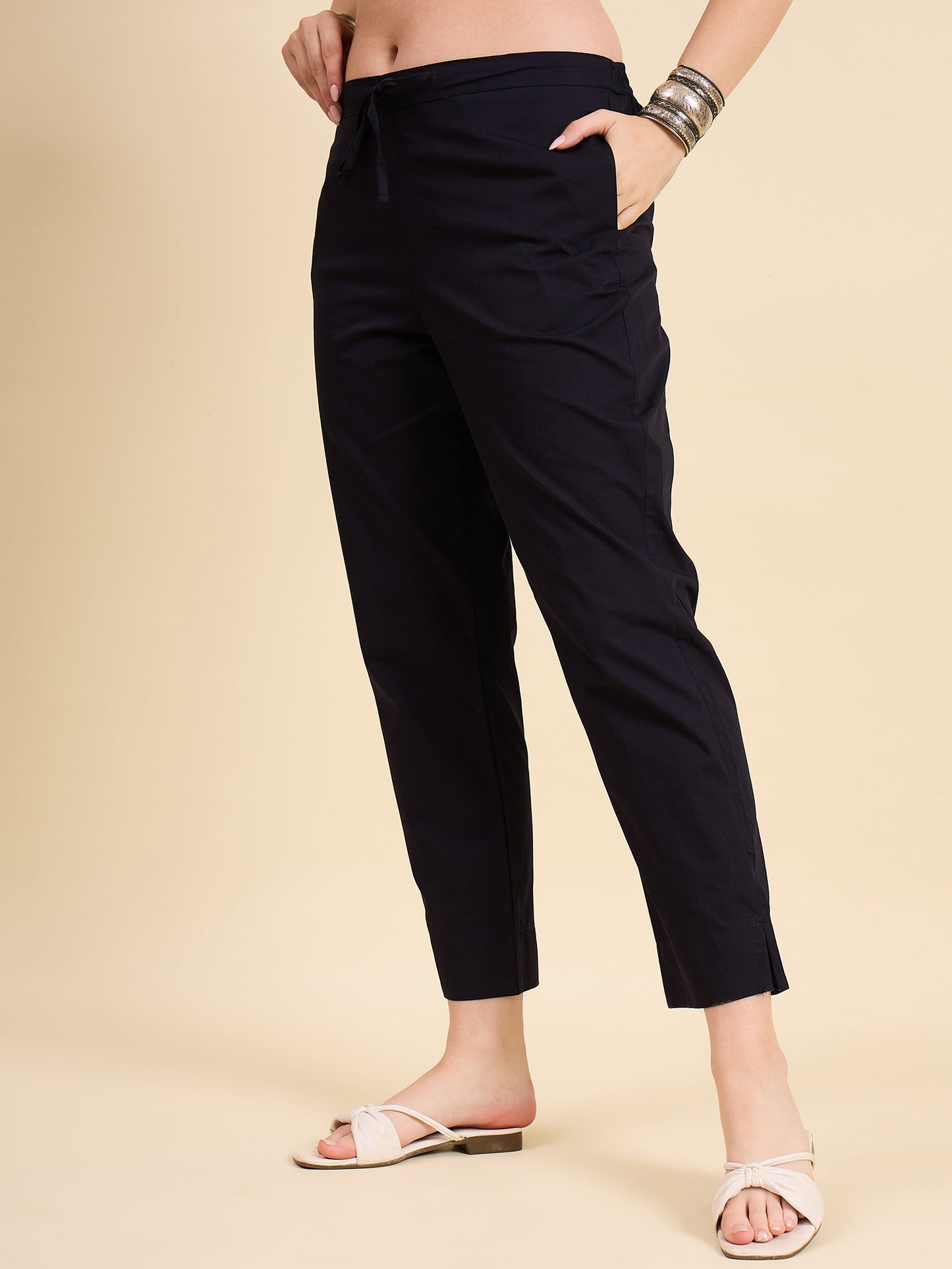 Ethnic Set Women Solid Trousers