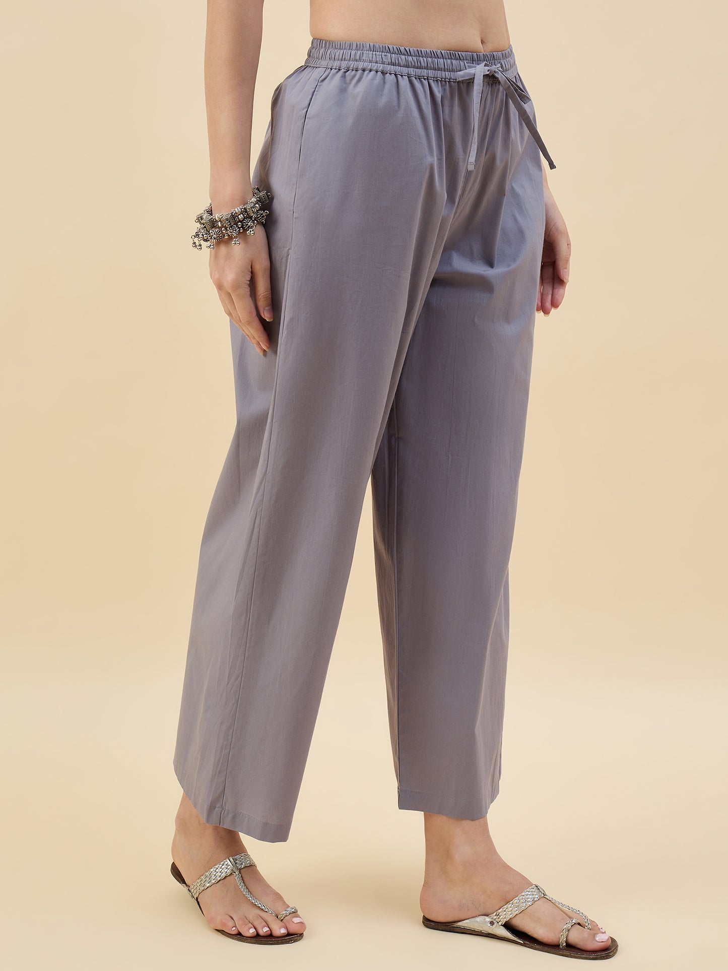 Ethnic Set Women Solid Palazzos