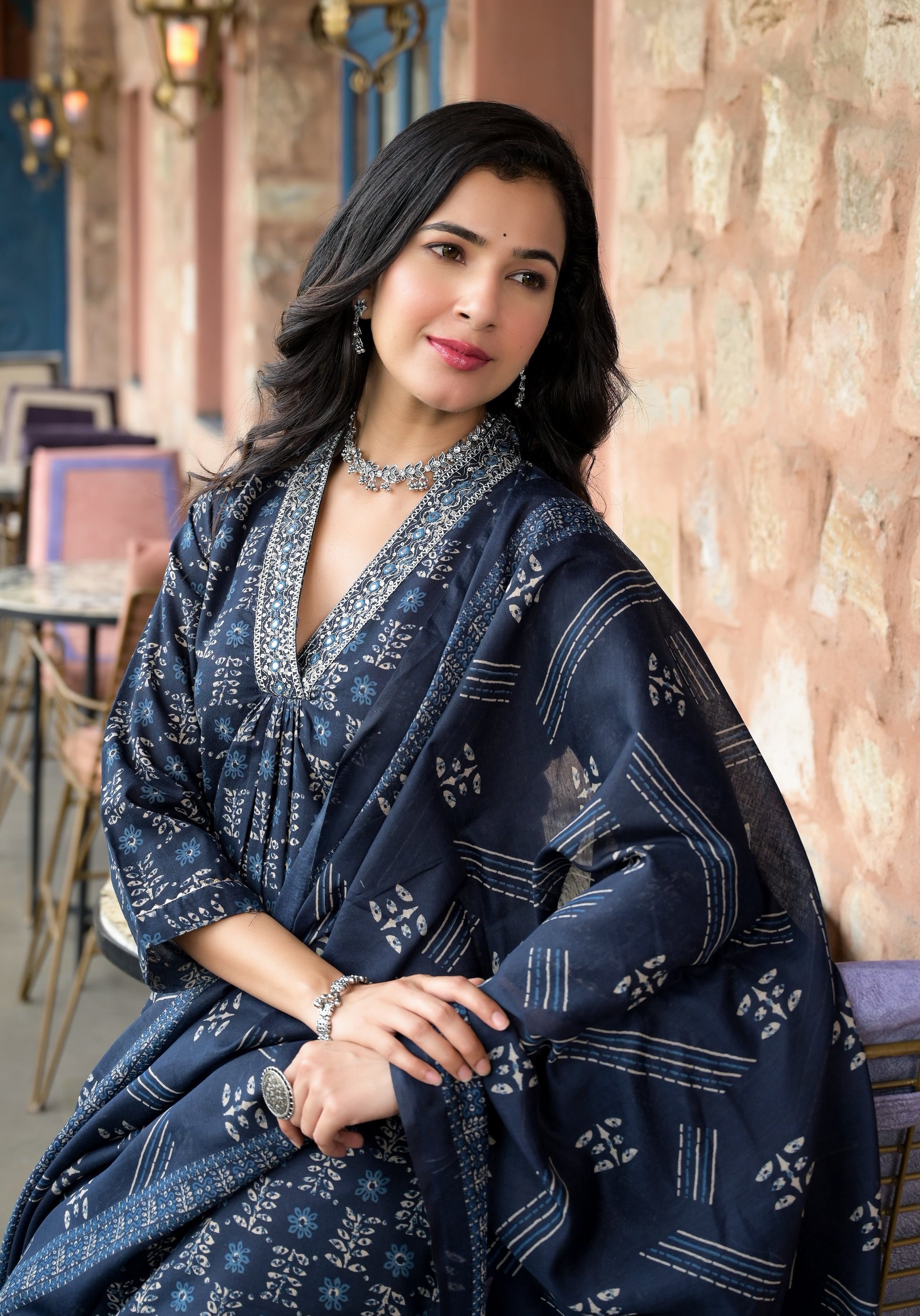 Ethnic Set Women Embroidery Straight Kurta and Pant set with Dupatta - Ethnic Set