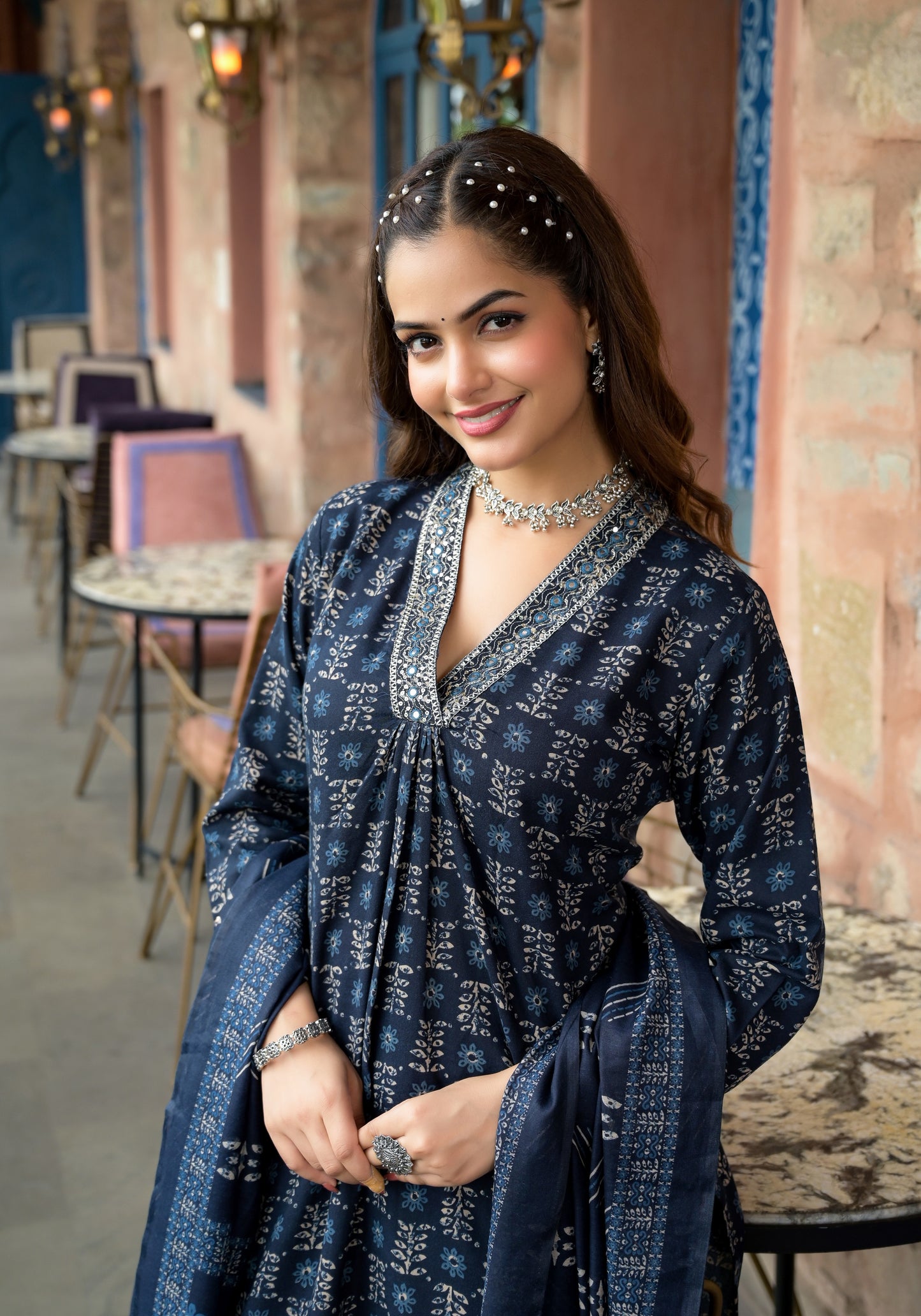 Ethnic Set Women Embroidery Straight Kurta and Pant set with Dupatta - Ethnic Set