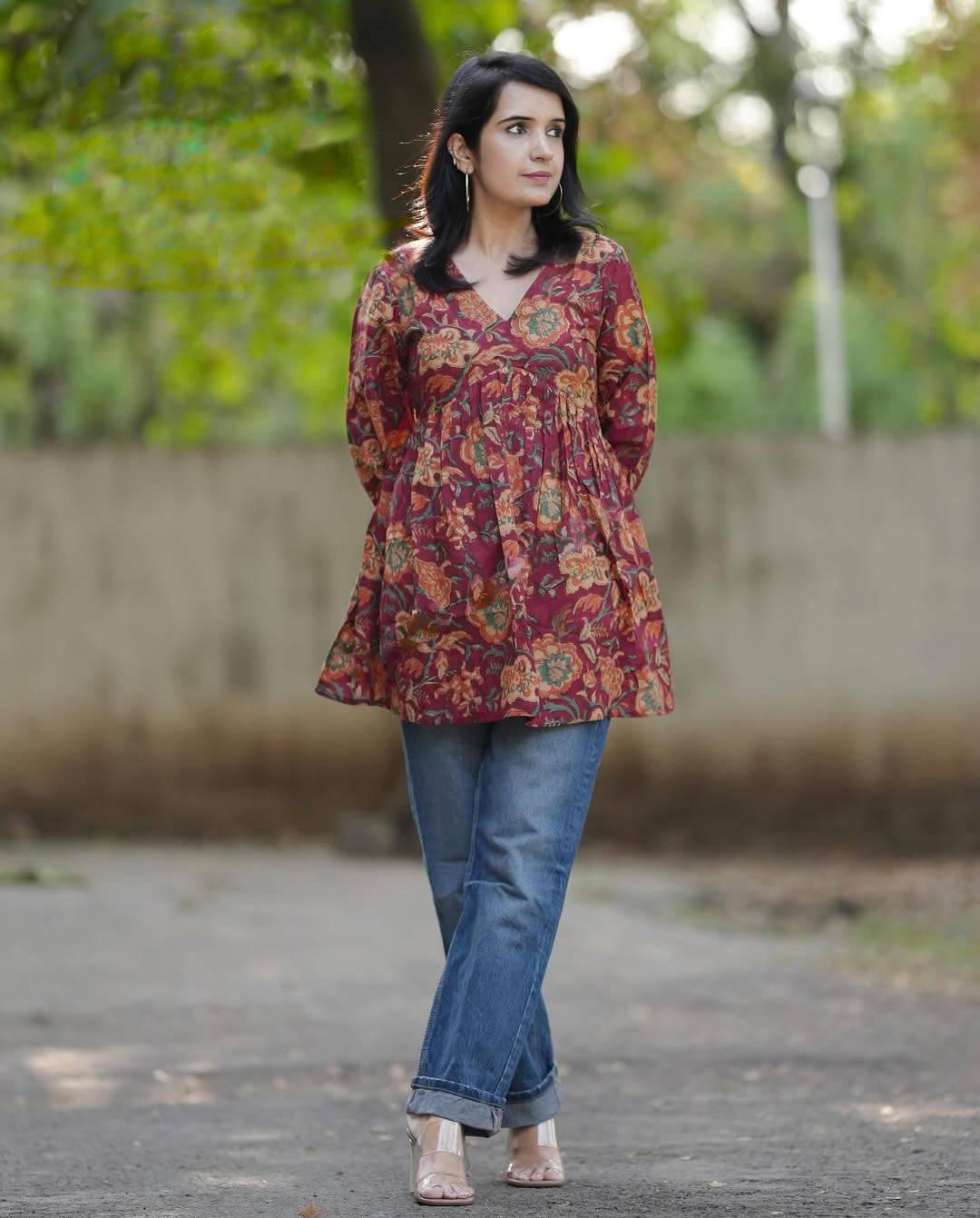 Ethnic Set Women Floral Printed Short Kurta