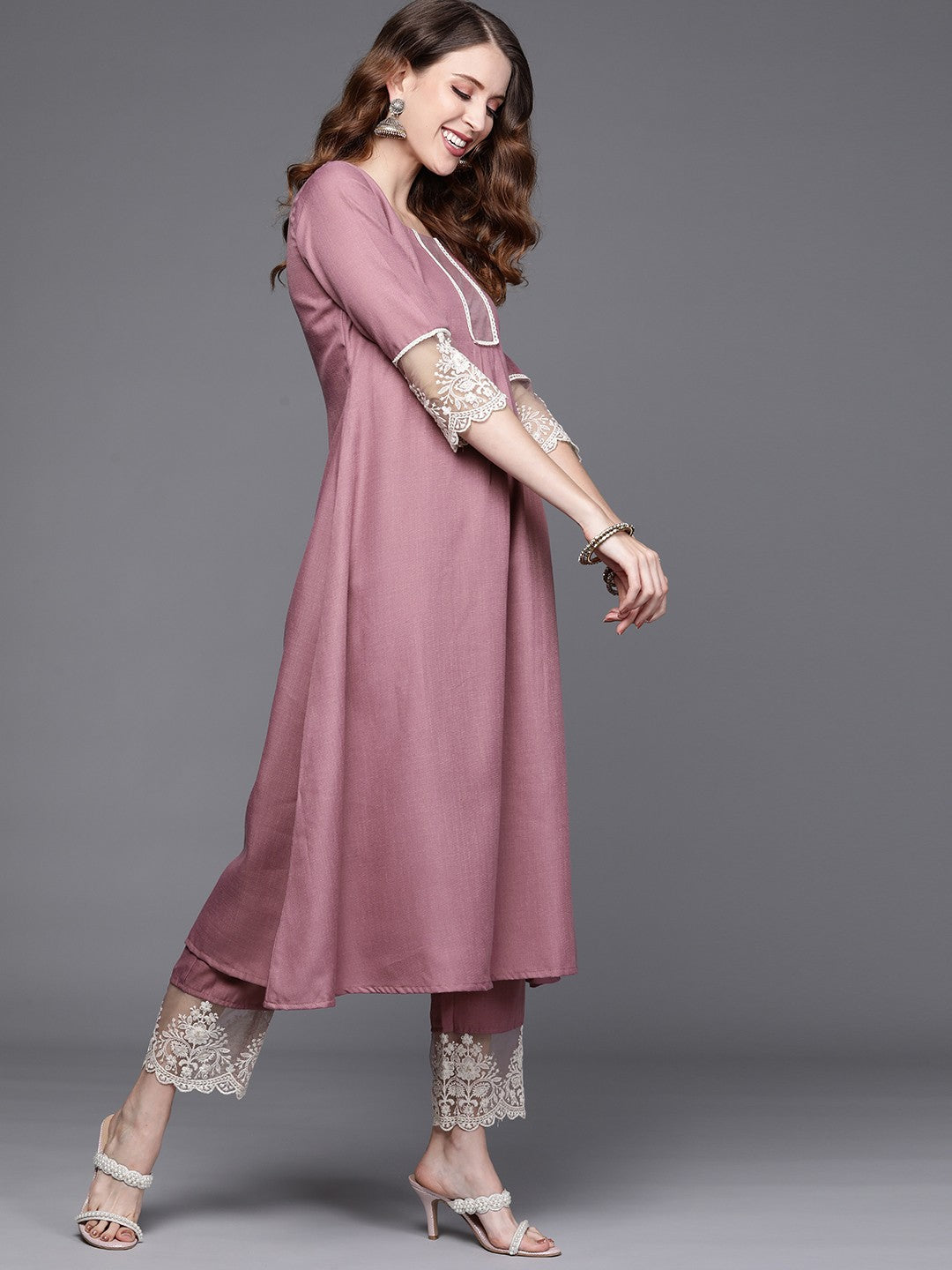 Ethnic Set Women Printed A-Line Kurta And Pant Set With Dupatta