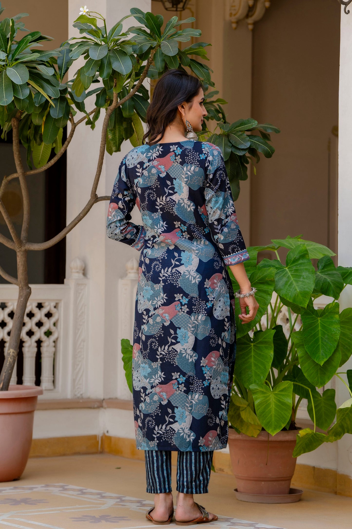 Ethnic Set Women Printed A-Line Kurta and Pant set with Dupatta