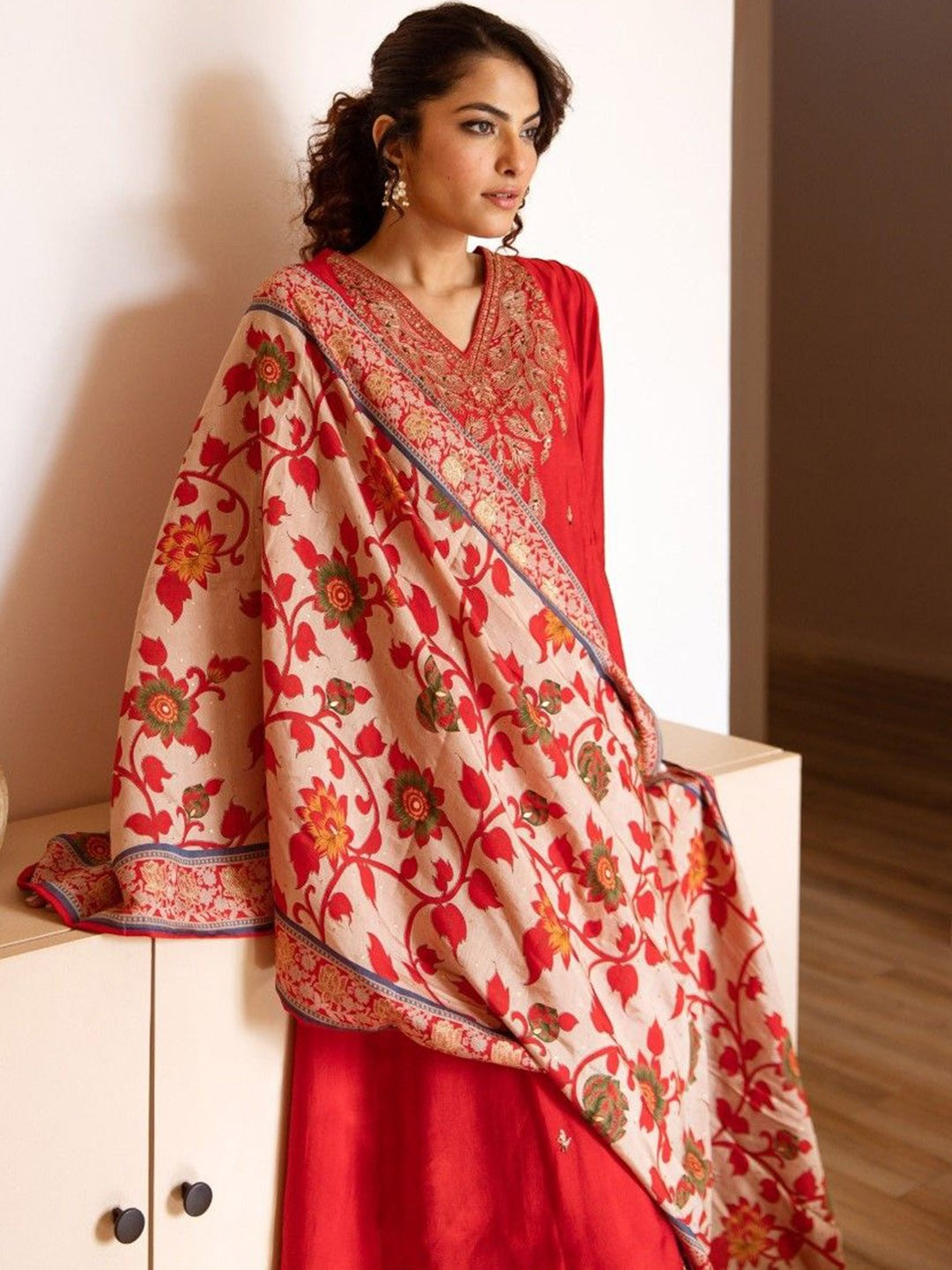 Ethnic Set Women Embroidery Anarkali Kurta and Pant with Dupatta
