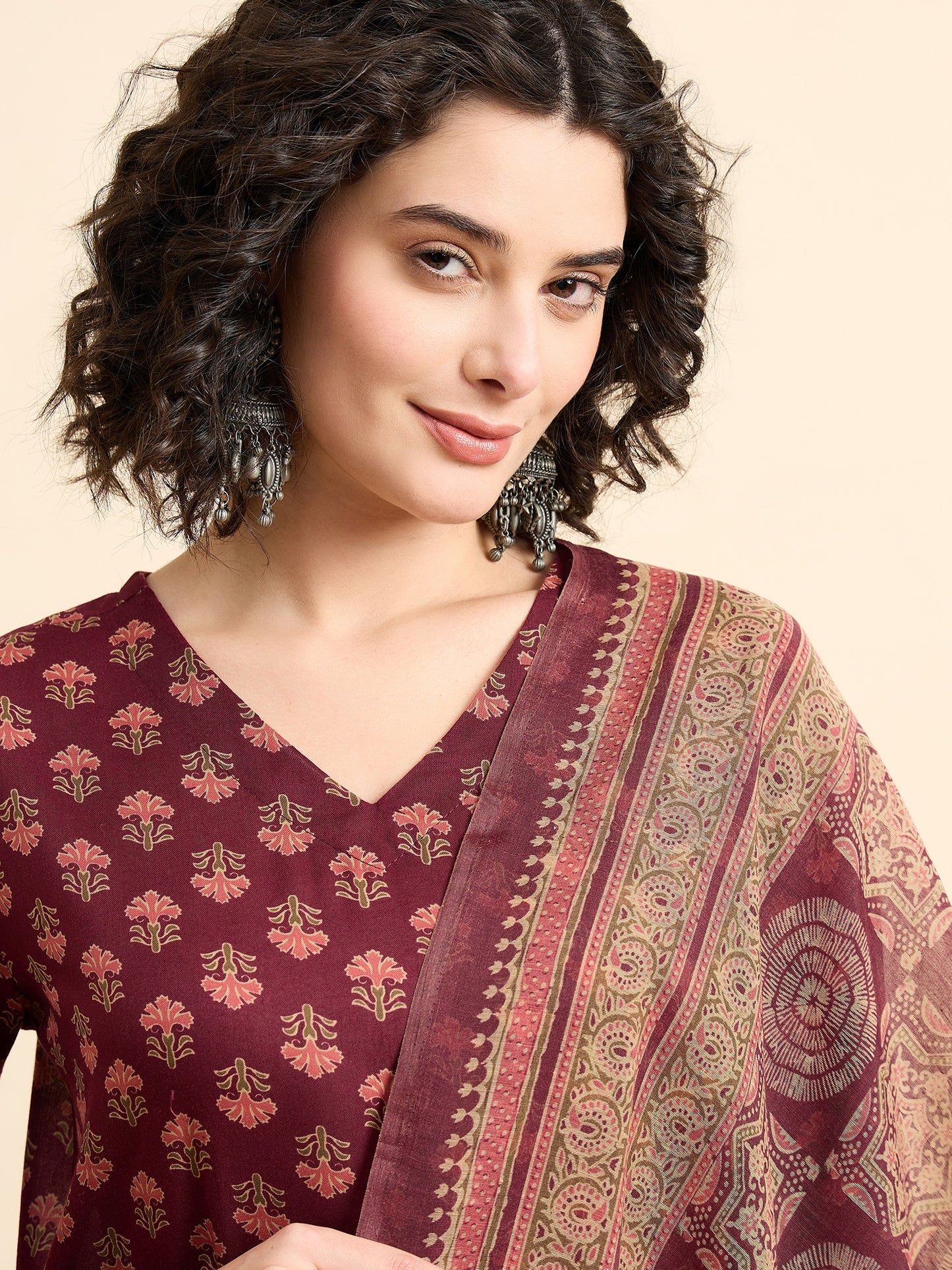 Ethnic Set Women Printed A-Line Kurta And Pant Set With Dupatta