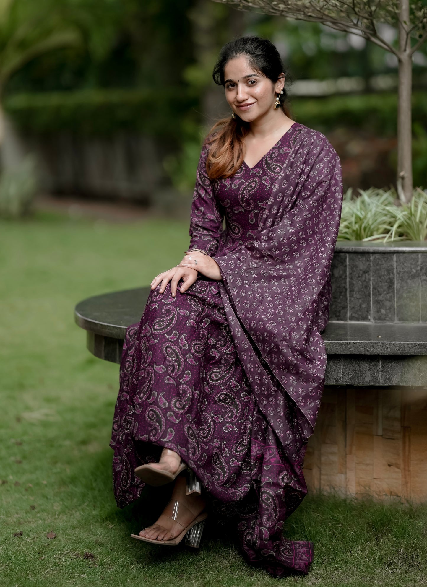 Ethnic Set Women Anarkali Printed Kurta and Pant Set With Dupatta
