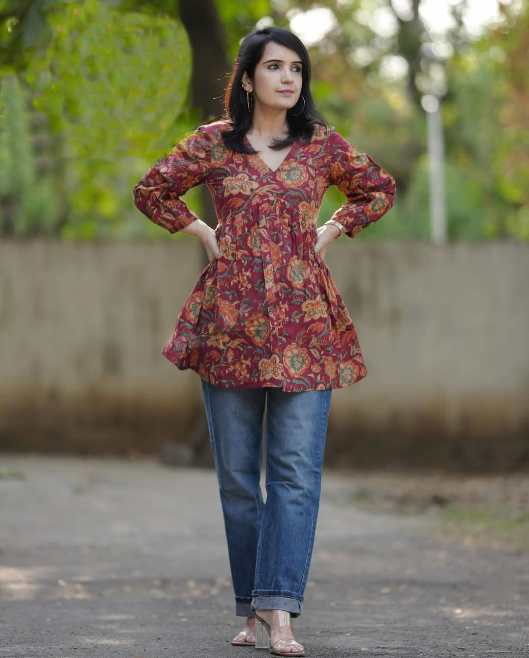 Ethnic Set Women Floral Printed Short Kurta