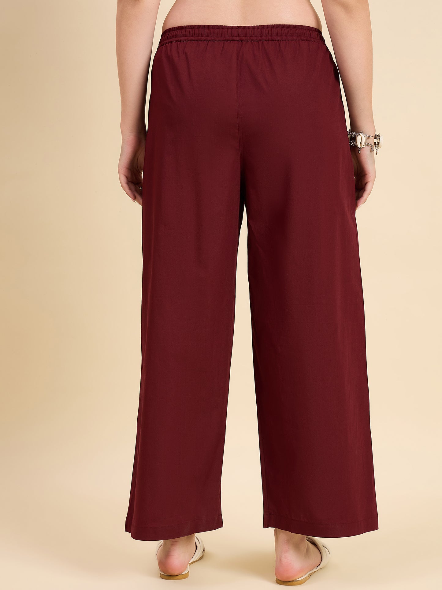Ethnic Set Women Solid Palazzos