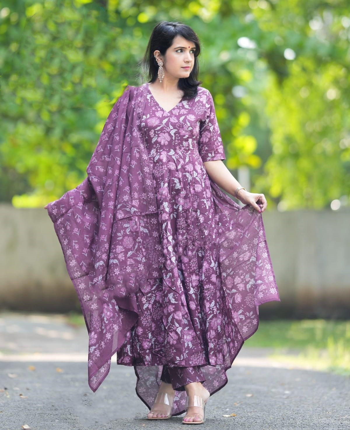 Ethnic Set Women Printed A-Line Kurta and Pant Set With Dupatta