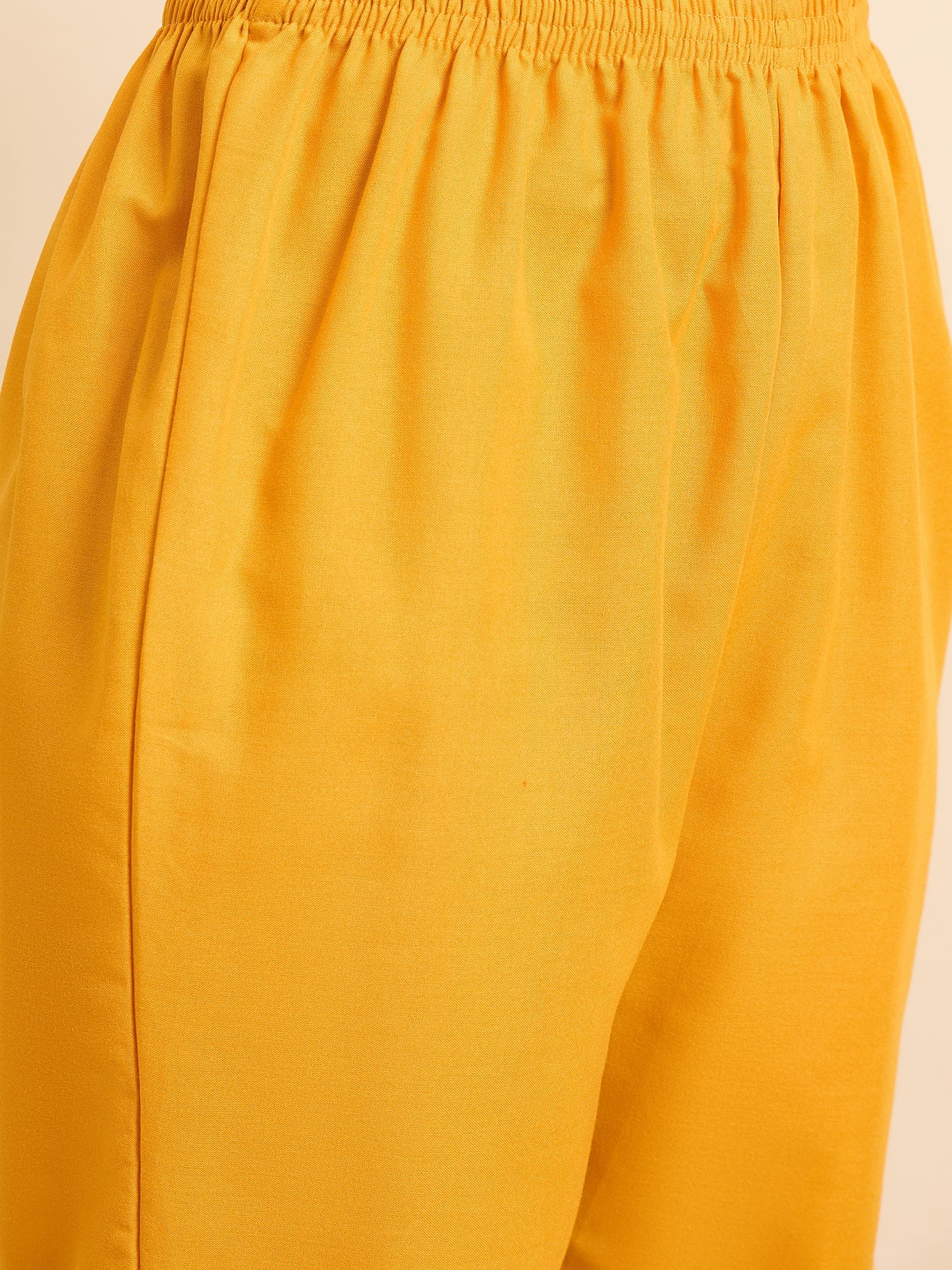 Ethnic Set Women Printed Straight Yellow Kurta And Pant Set With Dupatta