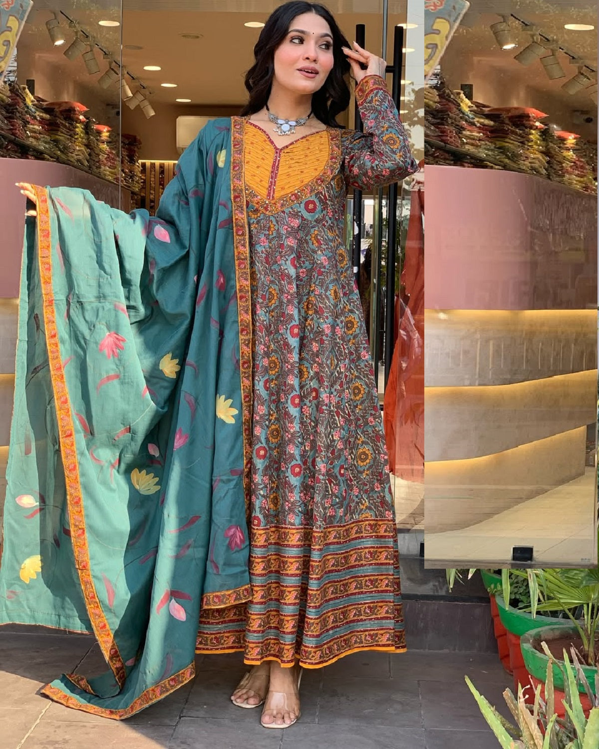 Ethnic Set Women Printed A-Line Kurta And Pant Set With Dupatta