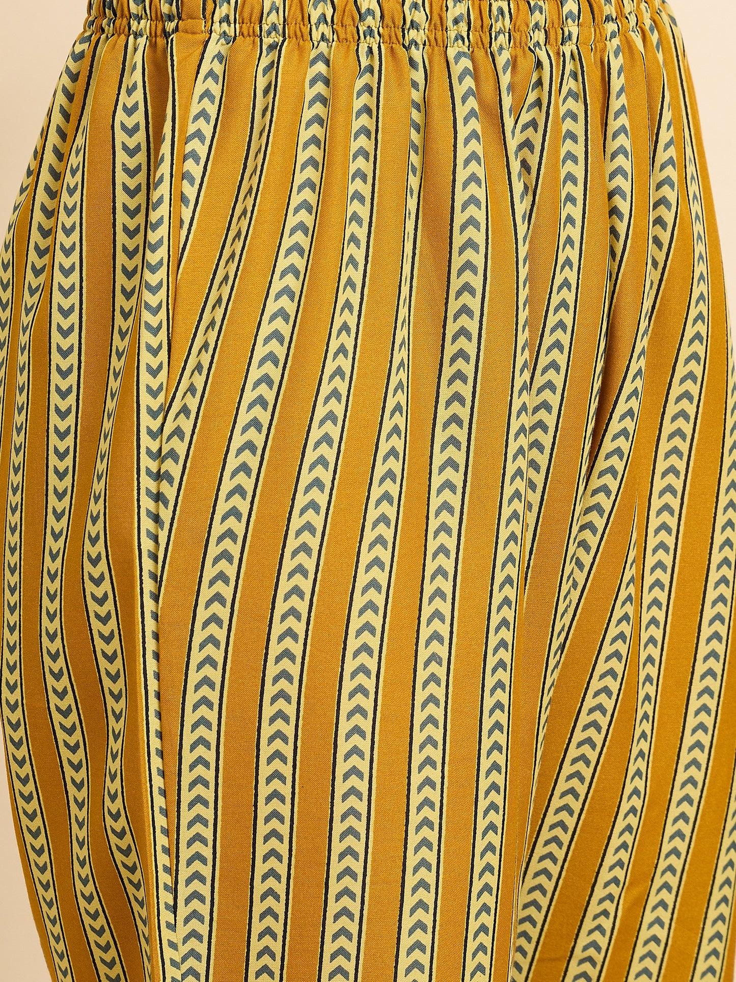 Ethnic Set Women Printed Anarkali Yellow Kurta And Pant Set With Dupatta