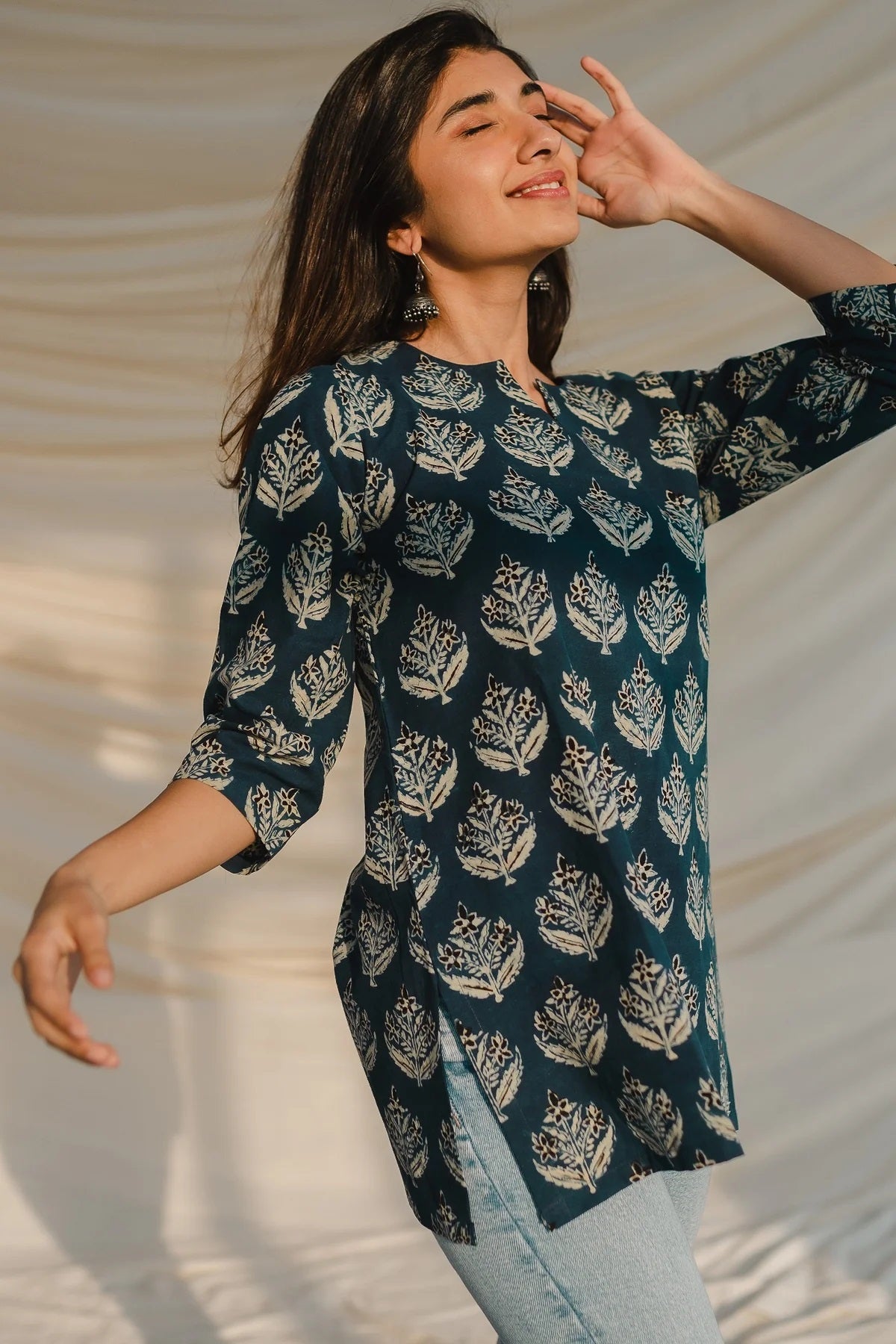 Ethnic Set Women Printed Straight Short Kurta