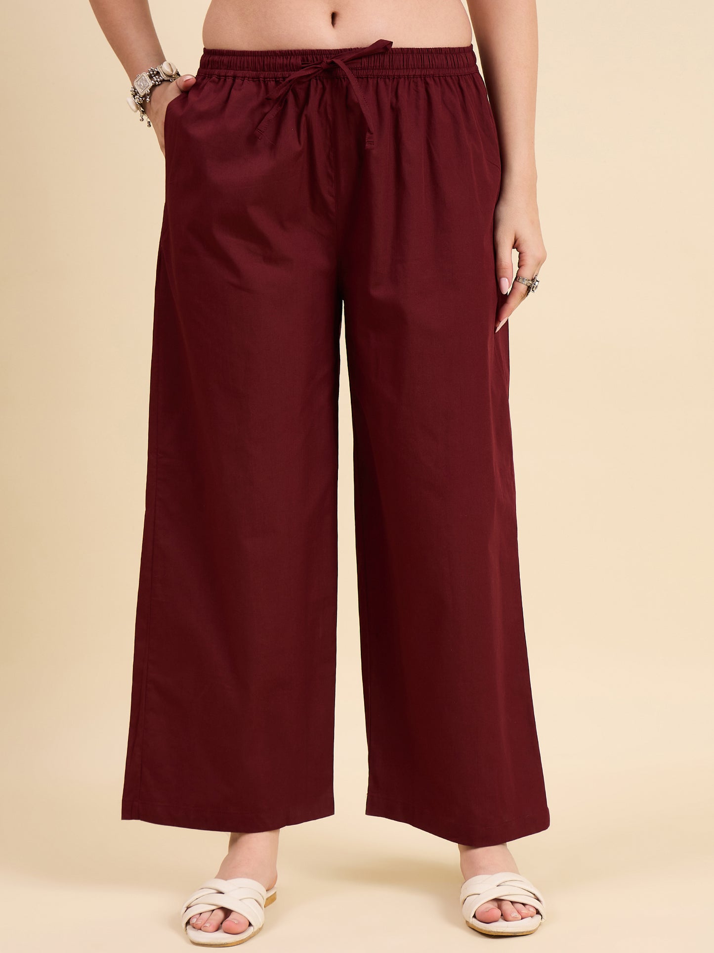 Ethnic Set Women Solid Palazzos