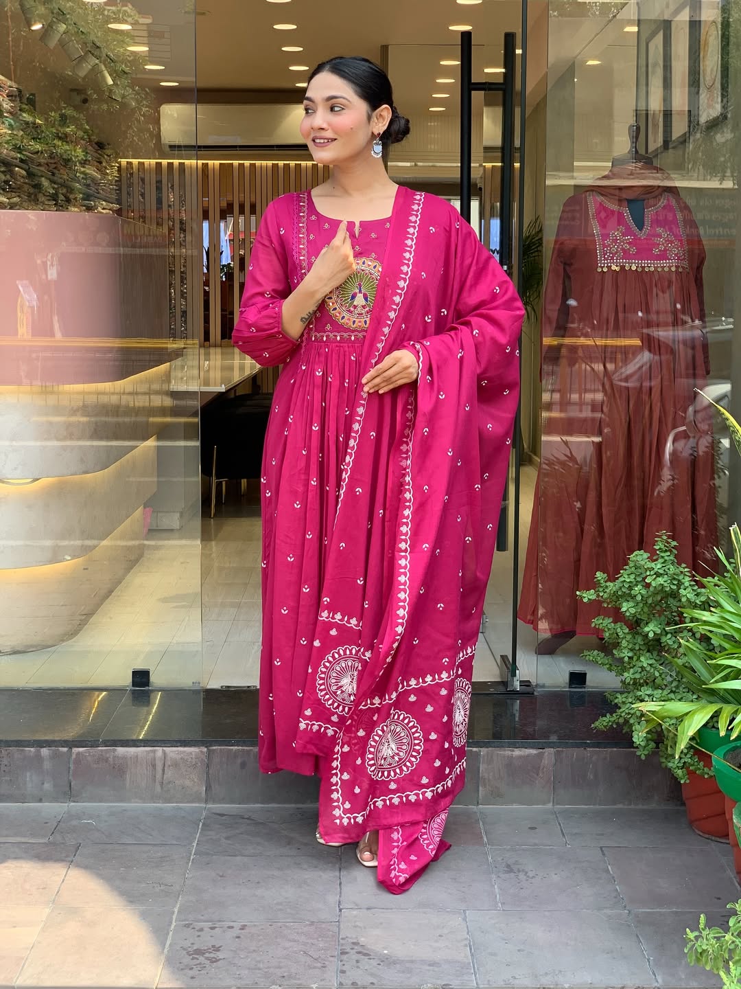 Ethnic Set Women Embroidery Anarkali Kurta and Pant with Dupatta