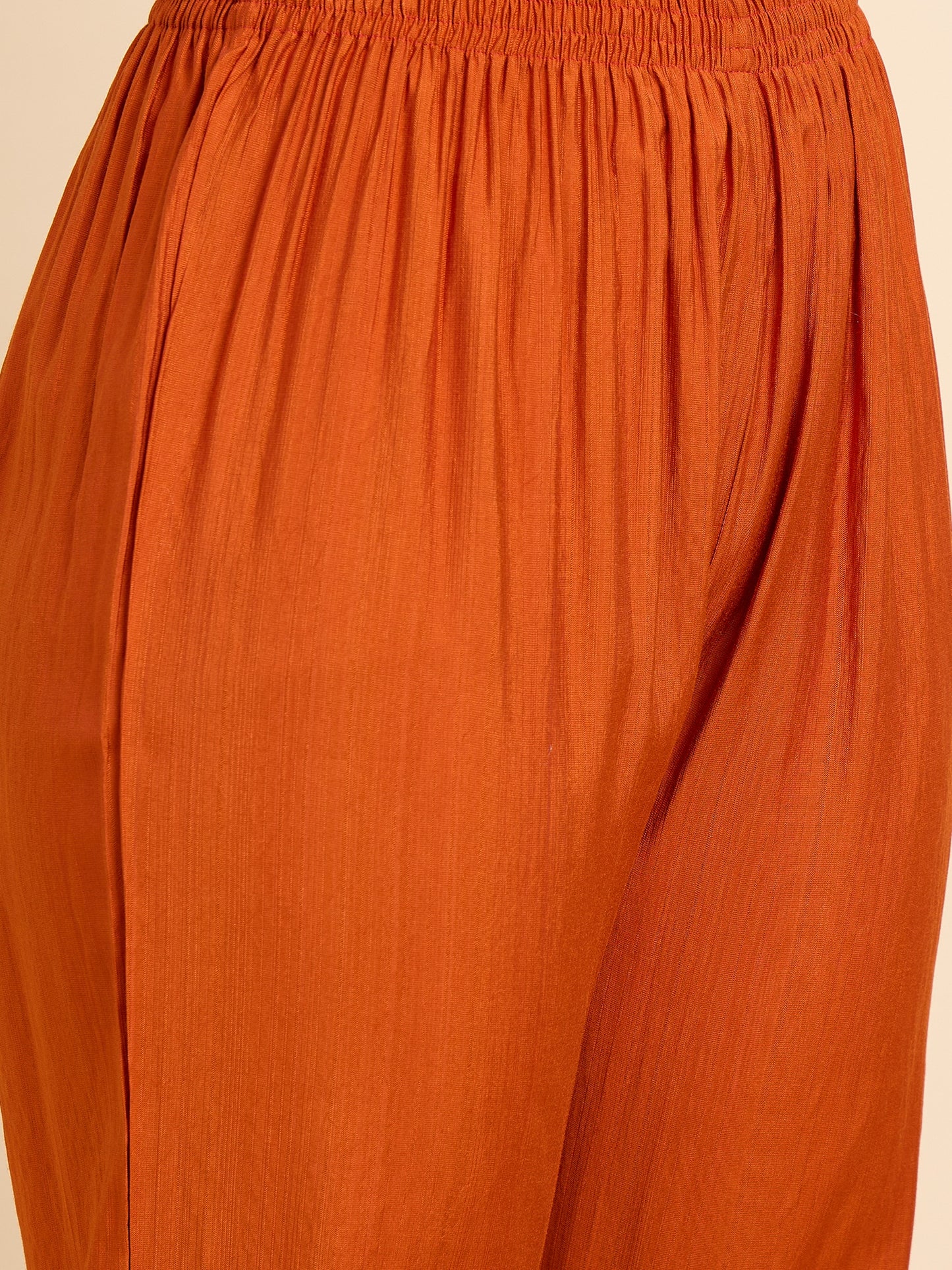 Ethnic Set Women Emboridered Straight Orange Kurta And Pant Set With Dupatta