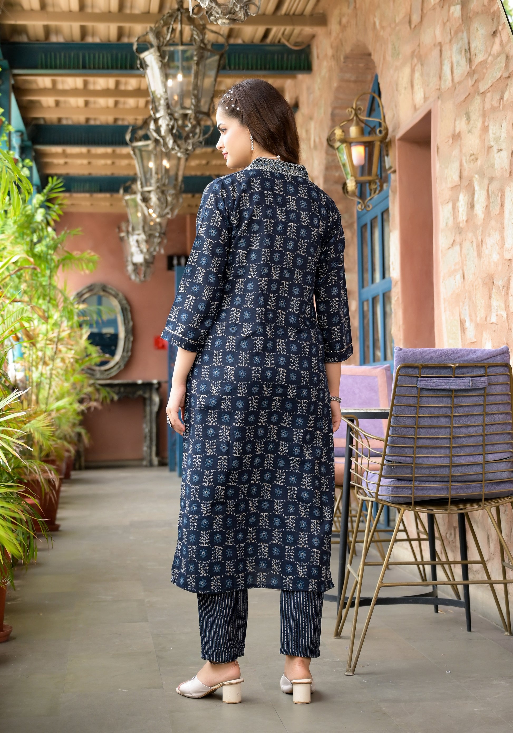 Ethnic Set Women Embroidery Straight Kurta and Pant set with Dupatta - Ethnic Set