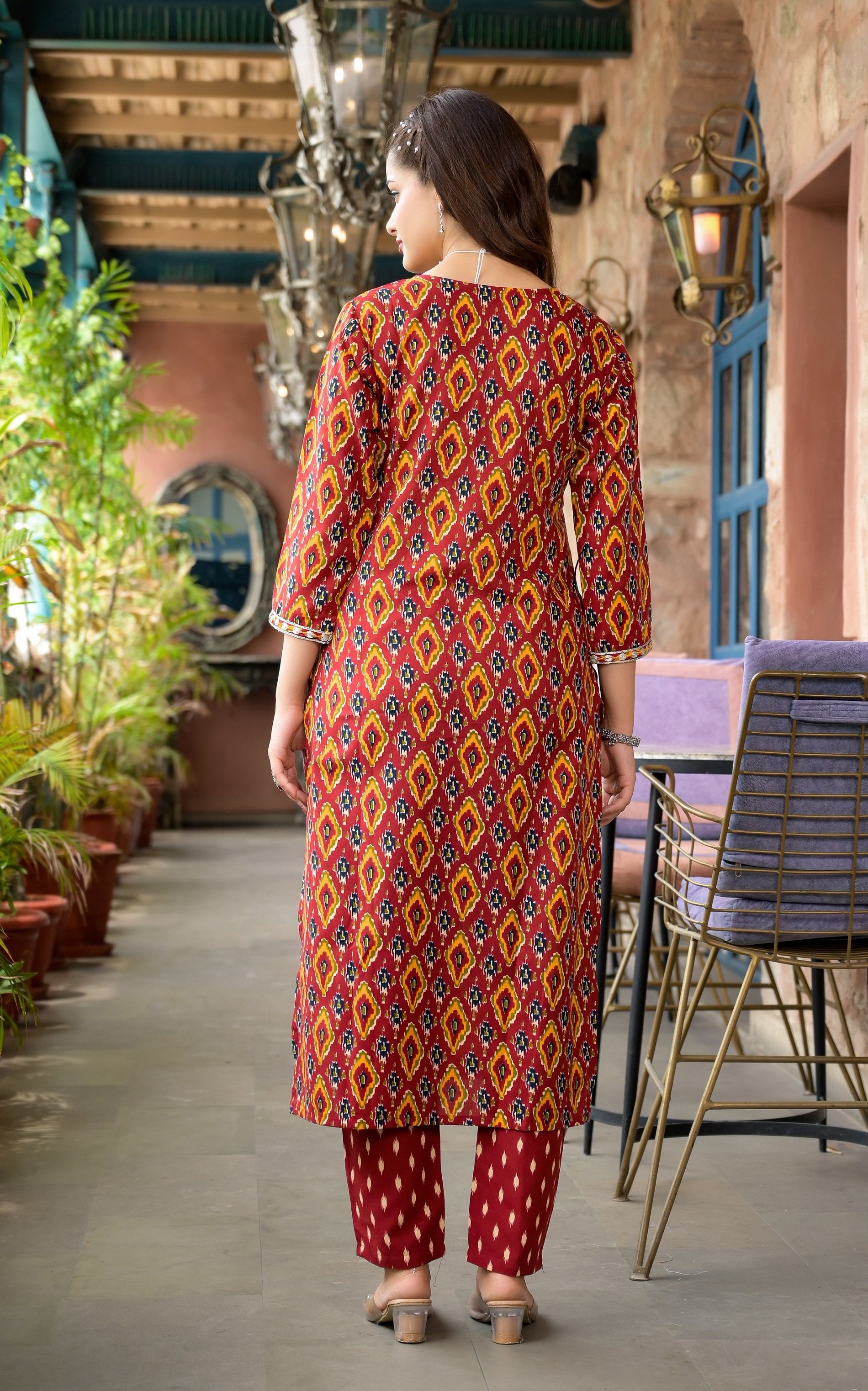 Ethnic Set Women Embroidery Straight Kurta and Pant set with Dupatta - Ethnic Set