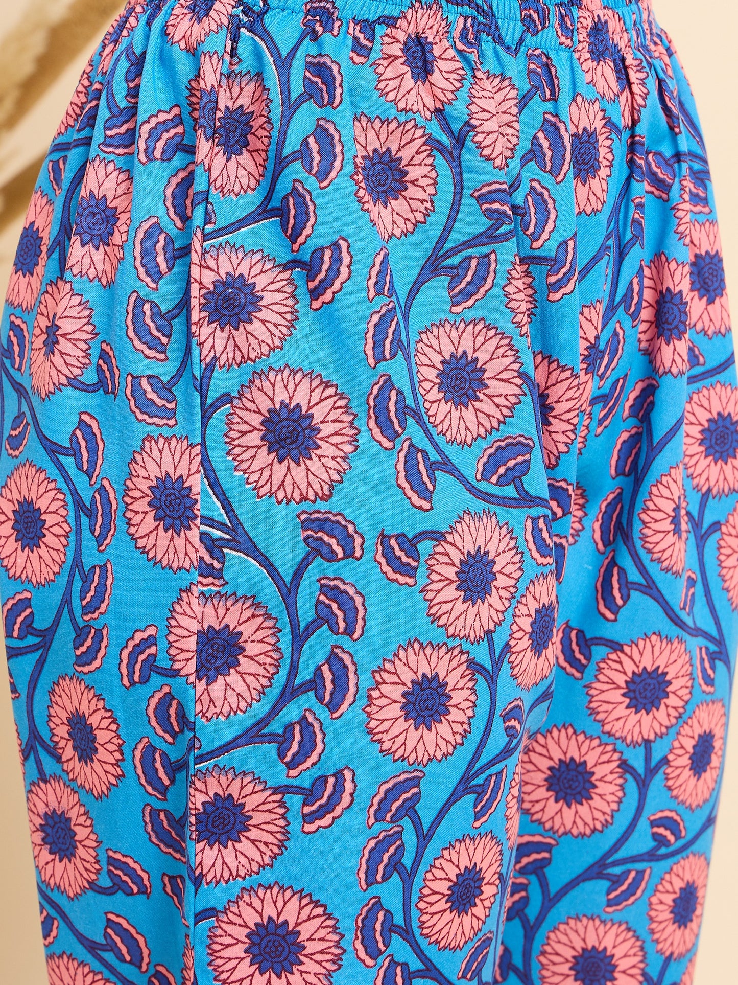 Ethnic Set Women Printed Anarkali Blue Kurta And Pant Set With Dupatta