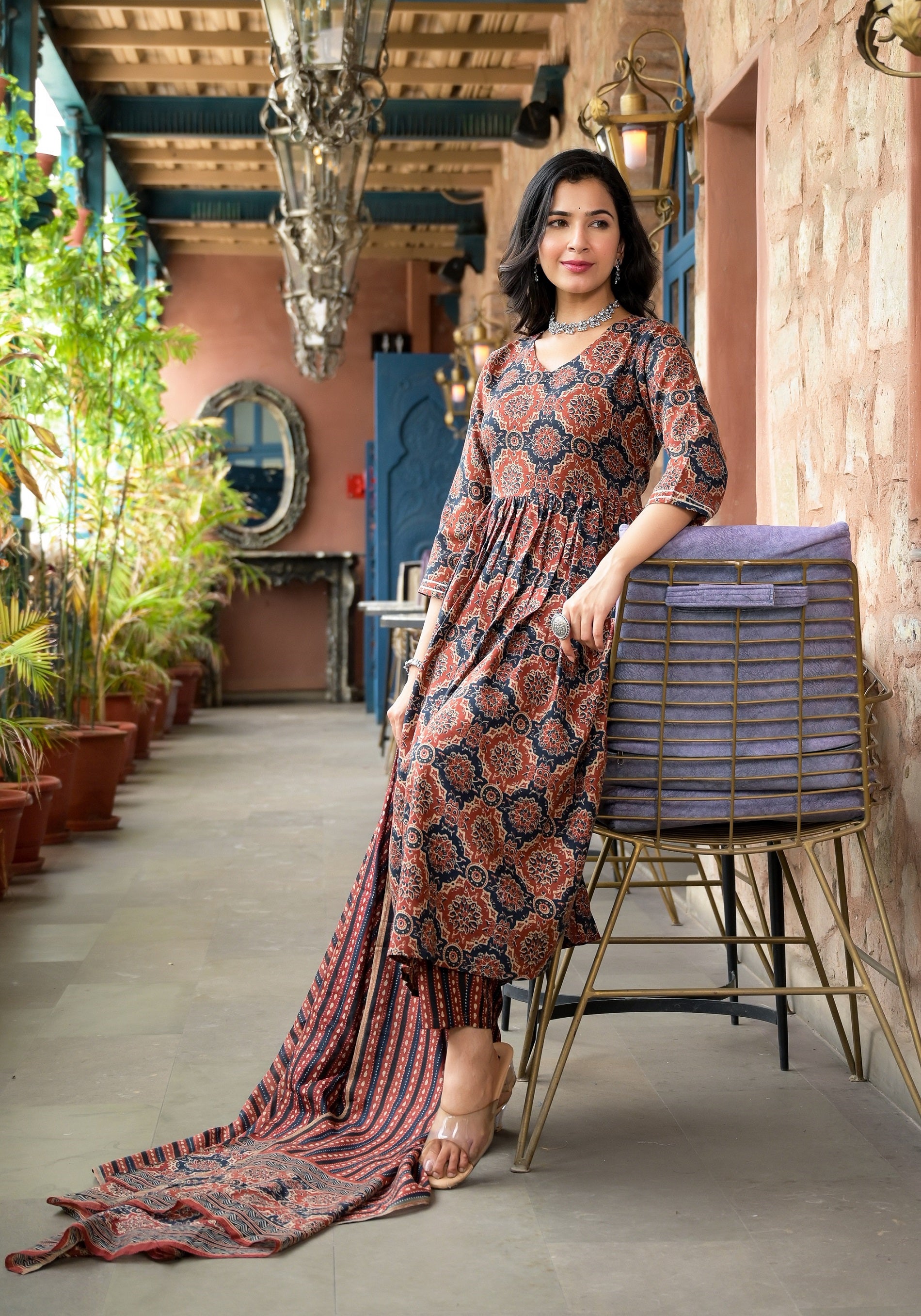 Ethnic Set Women Embroidery Anarkali Kurta and Pant set with Dupatta - Ethnic Set