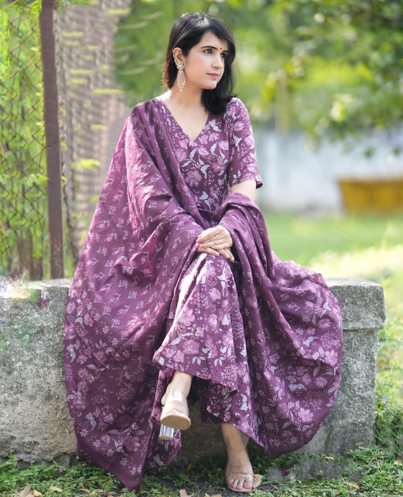Ethnic Set Women Printed A-Line Kurta and Pant Set With Dupatta